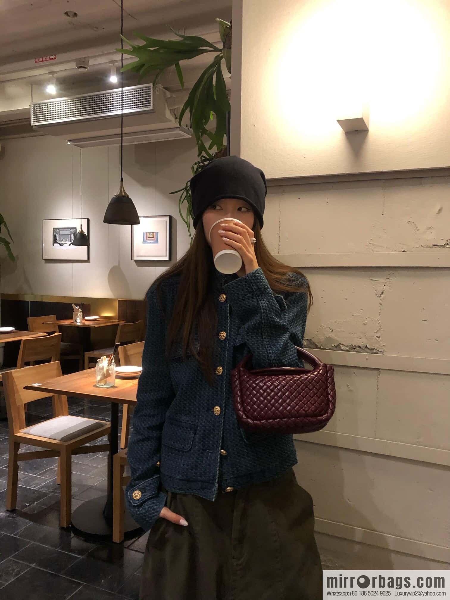 BV Small Cobble Handbag 805739 Barolo Burgundy
