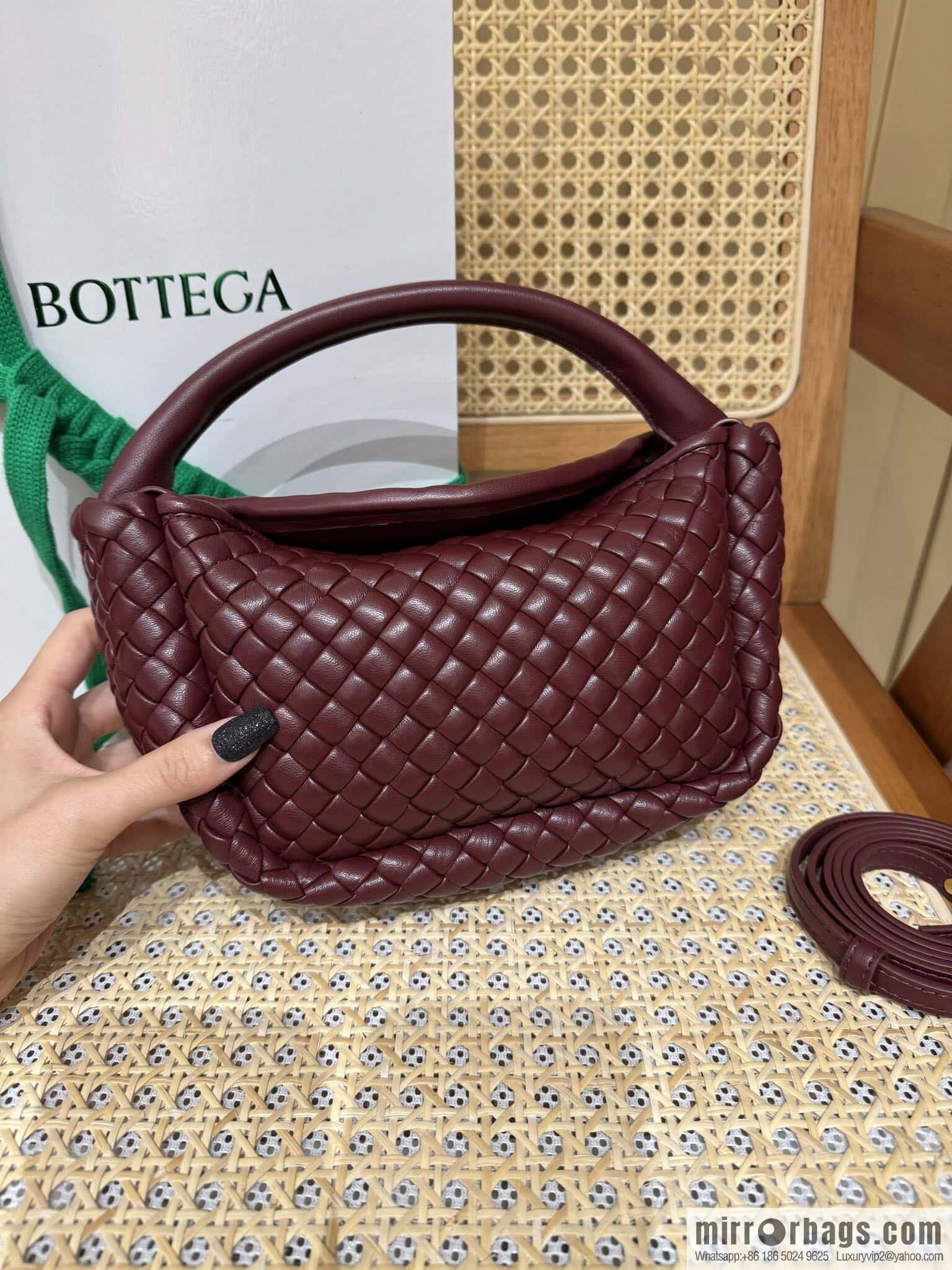 BV Small Cobble Handbag 805739 Barolo Burgundy