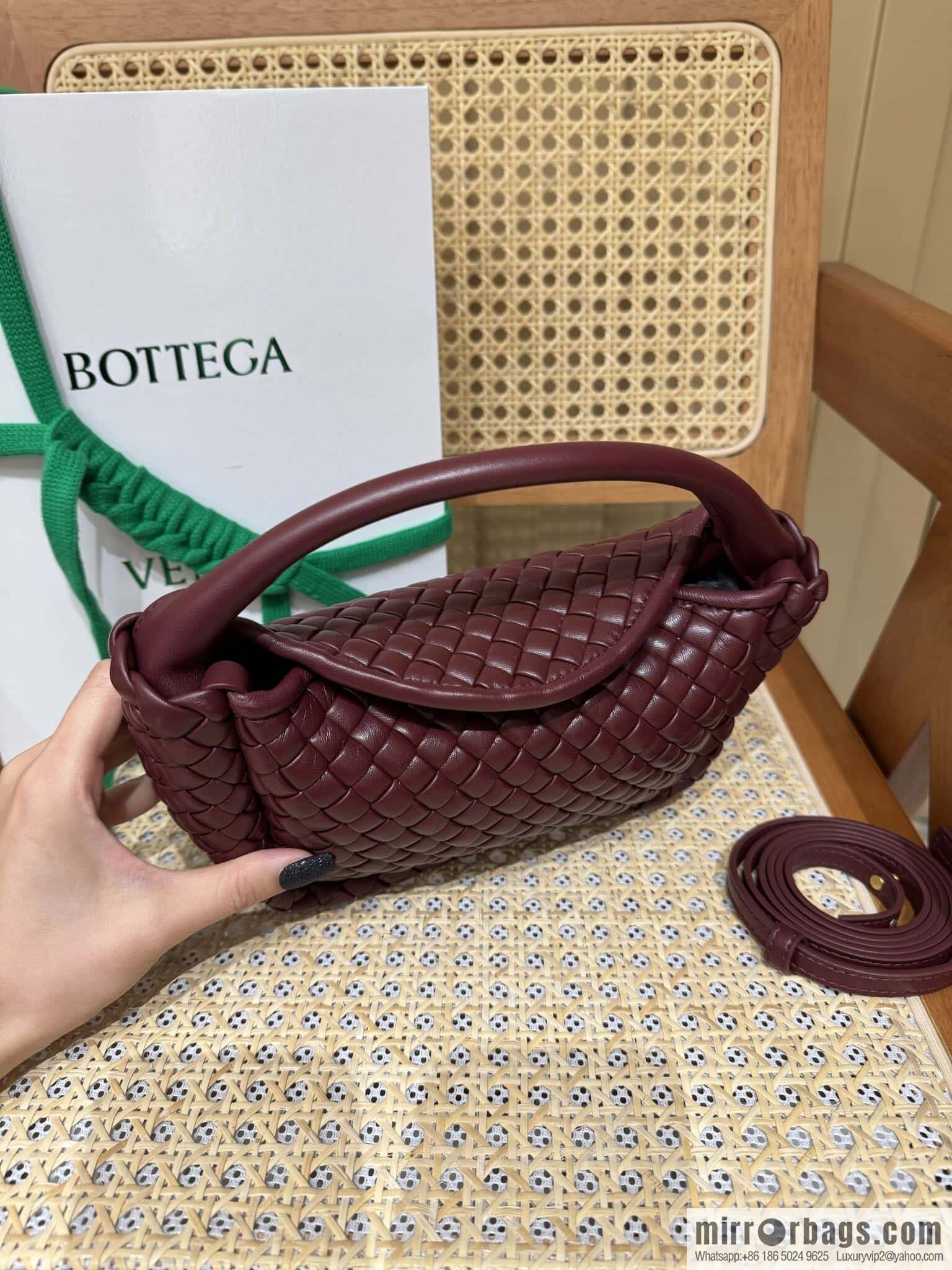 BV Small Cobble Handbag 805739 Barolo Burgundy
