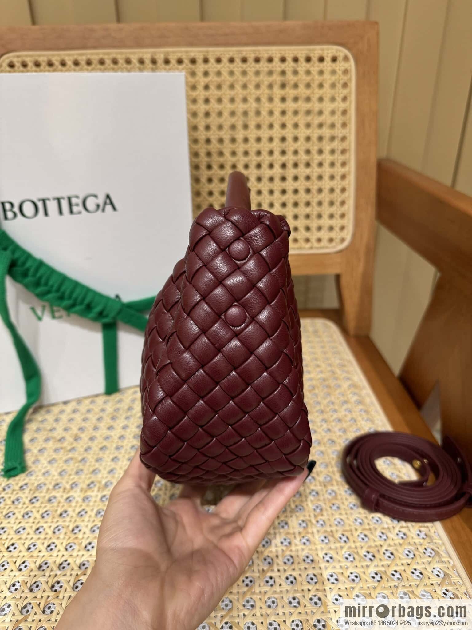 BV Small Cobble Handbag 805739 Barolo Burgundy
