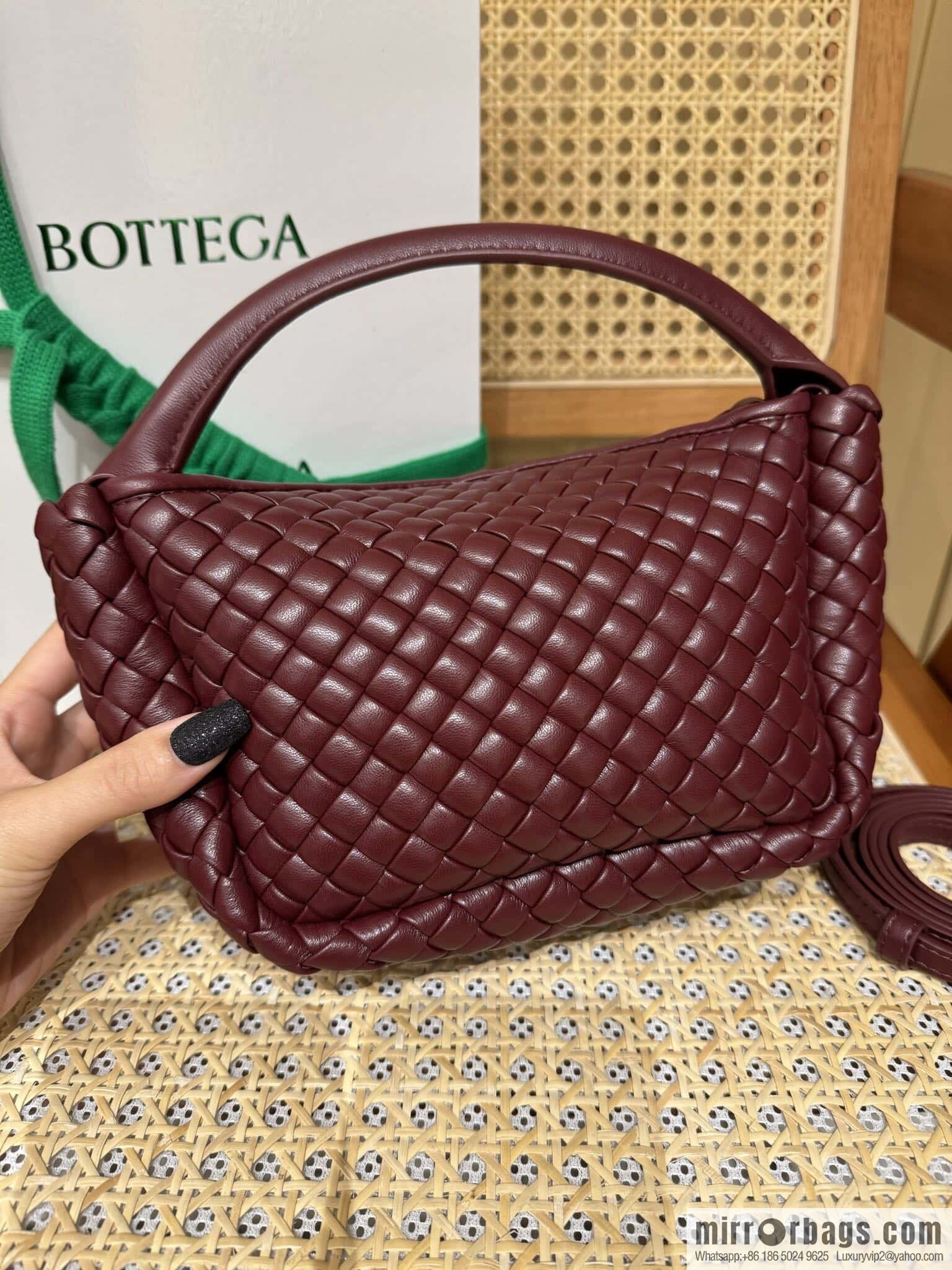 BV Small Cobble Handbag 805739 Barolo Burgundy