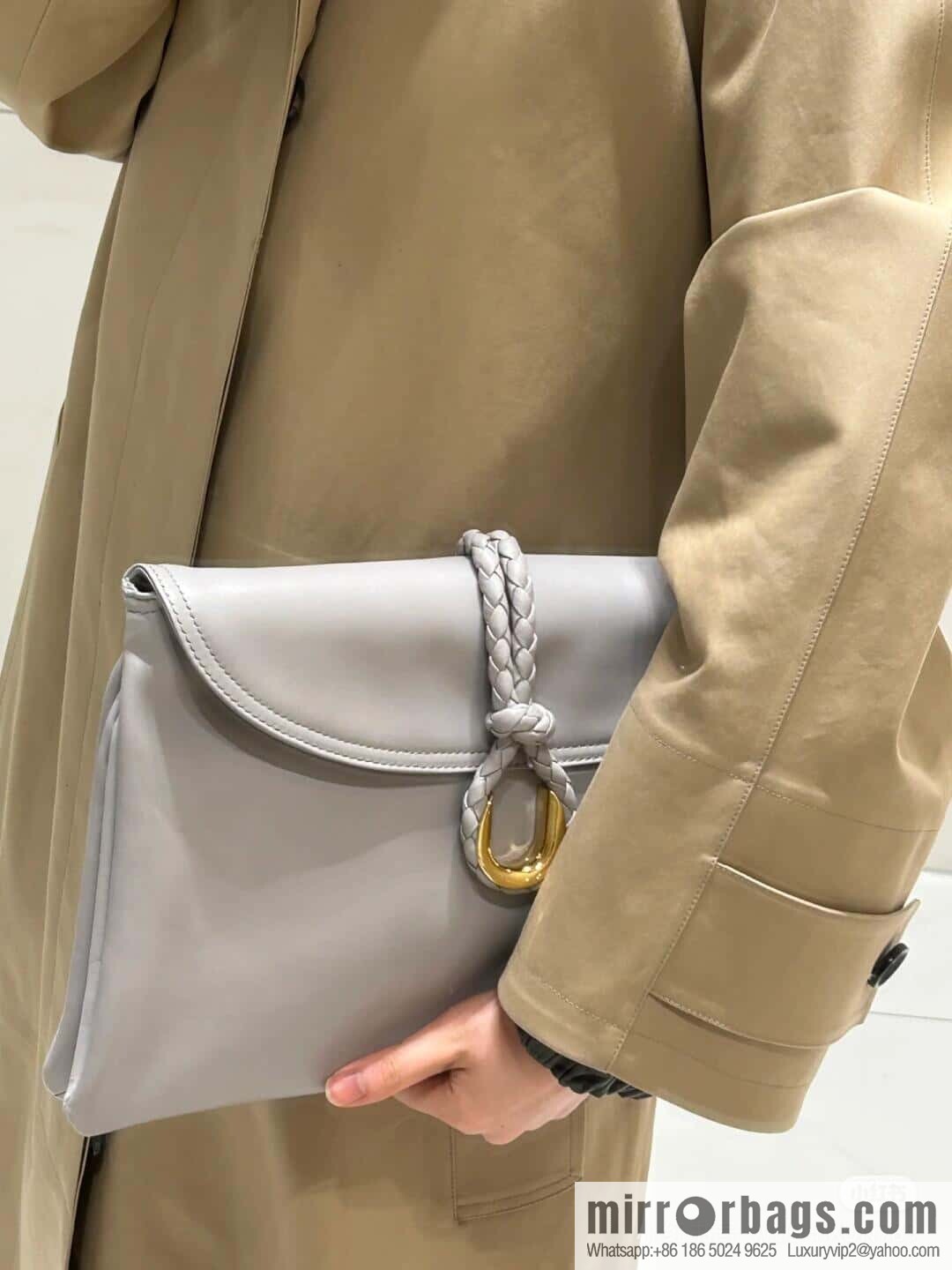 BV Large Liberta Crossbody Bag 806034 Silver Grey