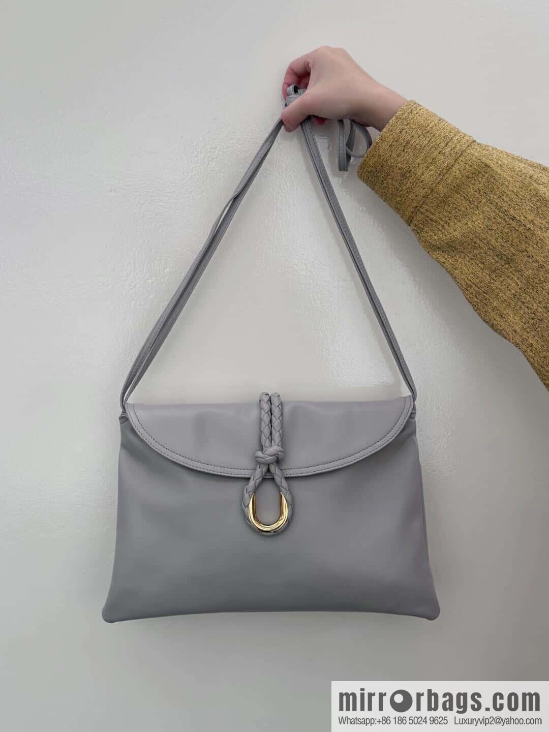 BV Large Liberta Crossbody Bag 806034 Silver Grey