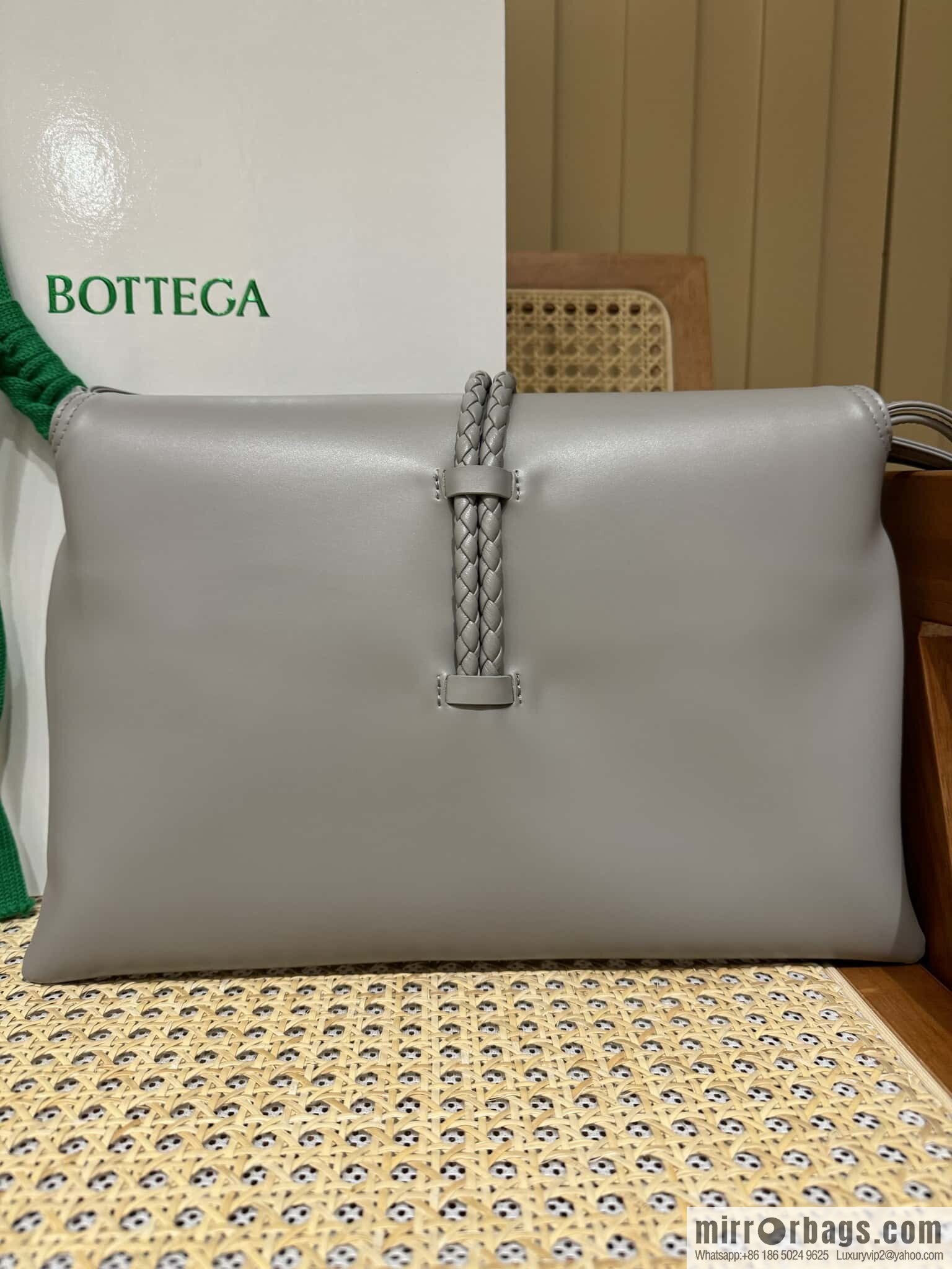 BV Large Liberta Crossbody Bag 806034 Silver Grey