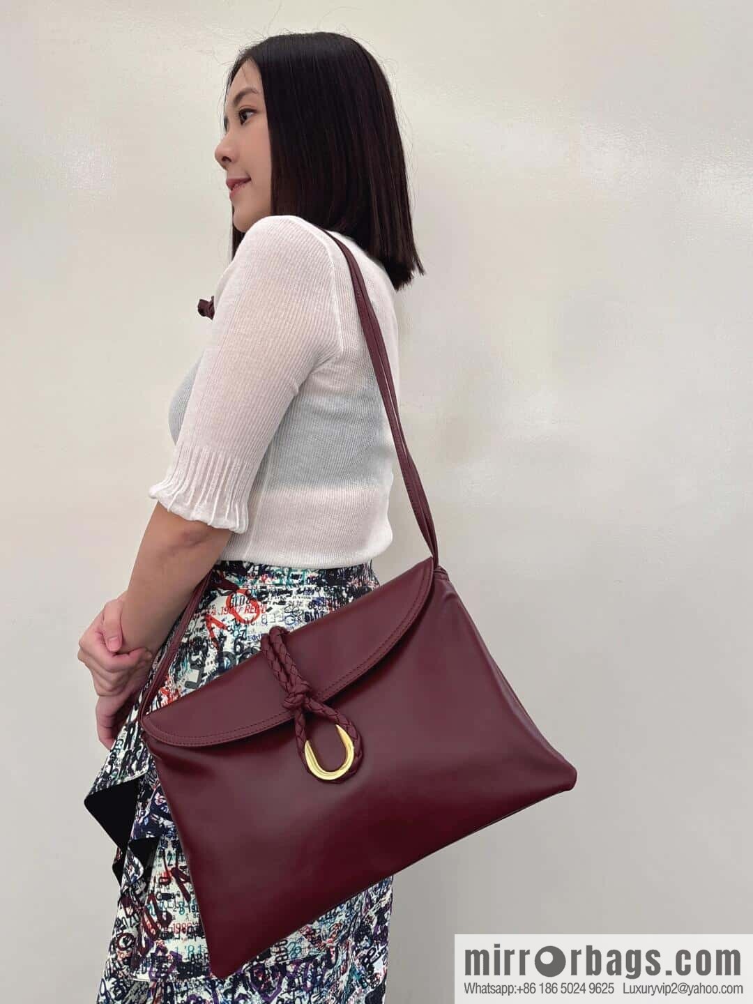BV Large Liberta Crossbody Bag 806034 Barolo Burgundy