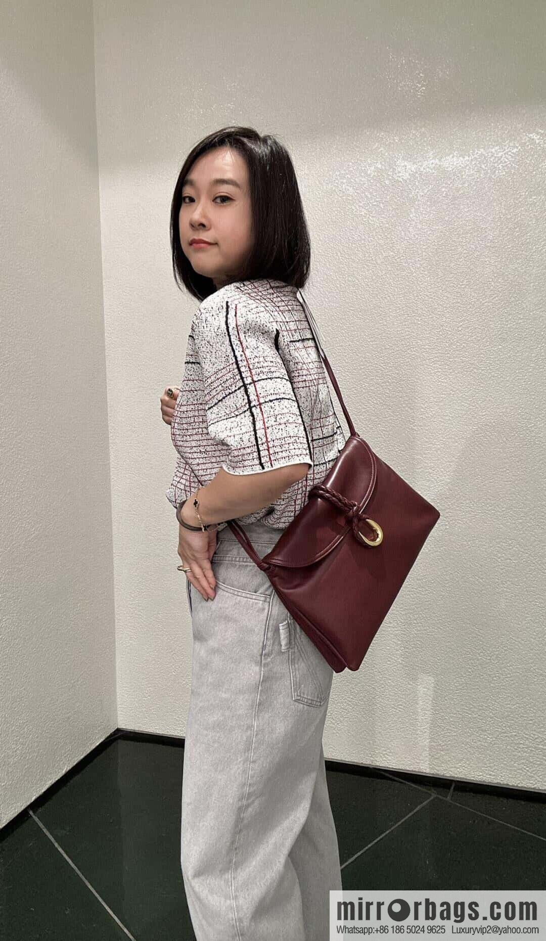 BV Large Liberta Crossbody Bag 806034 Barolo Burgundy