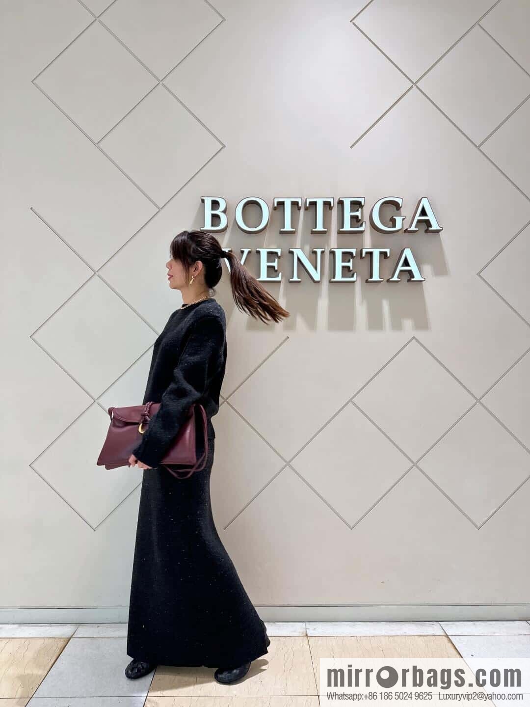BV Large Liberta Crossbody Bag 806034 Barolo Burgundy