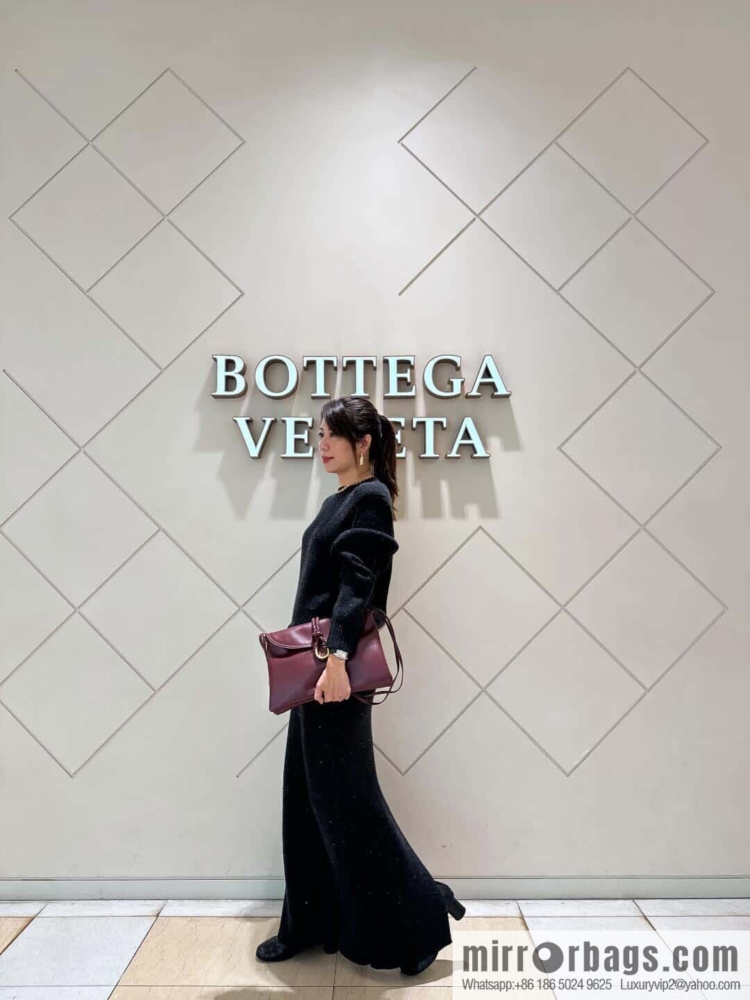 BV Large Liberta Crossbody Bag 806034 Barolo Burgundy