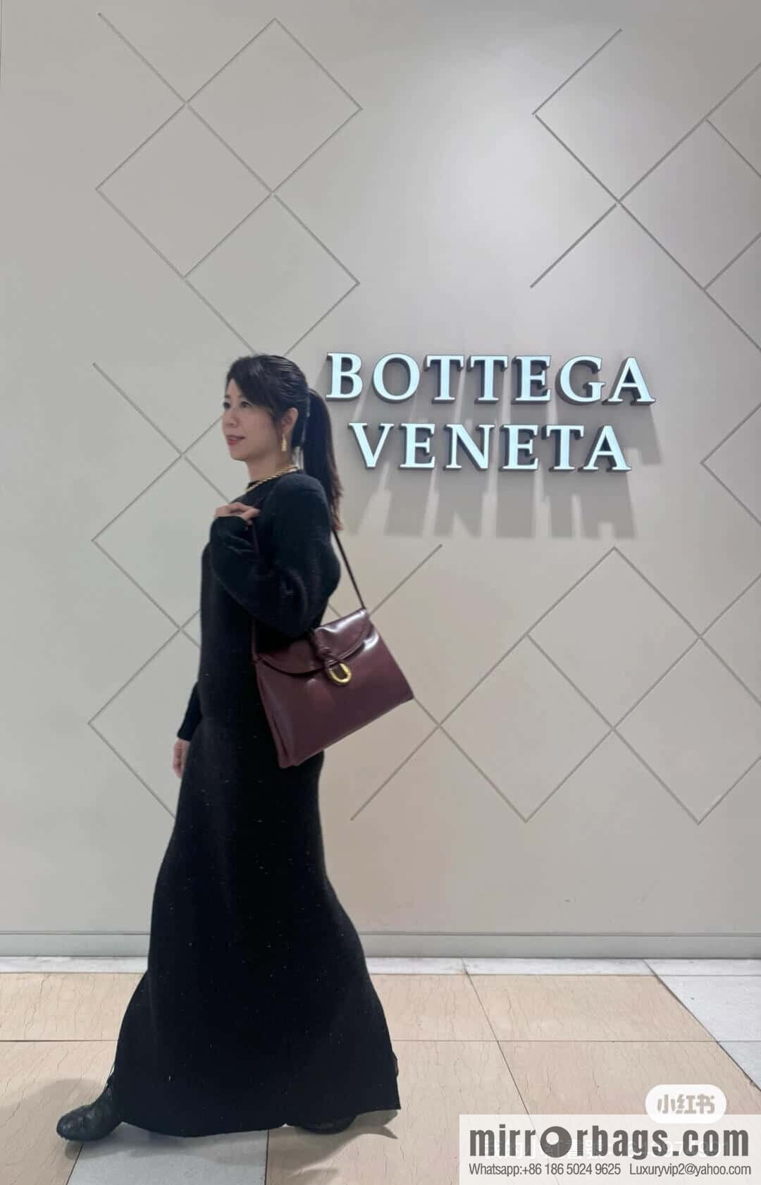 BV Large Liberta Crossbody Bag 806034 Barolo Burgundy
