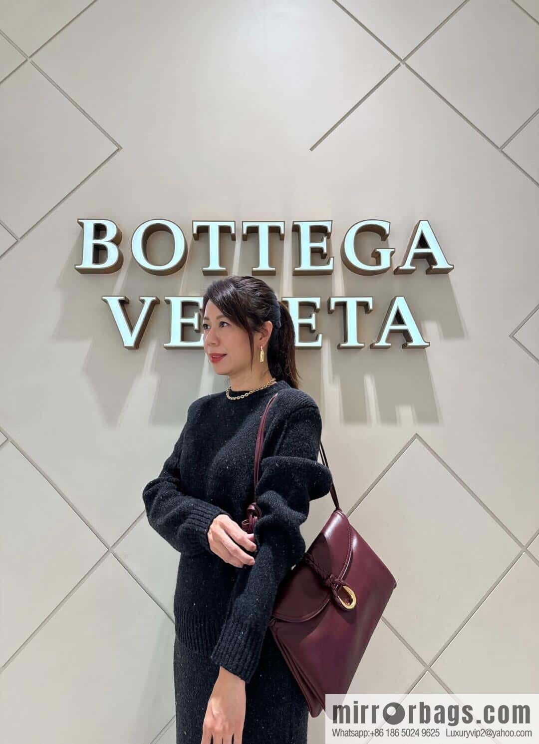 BV Large Liberta Crossbody Bag 806034 Barolo Burgundy