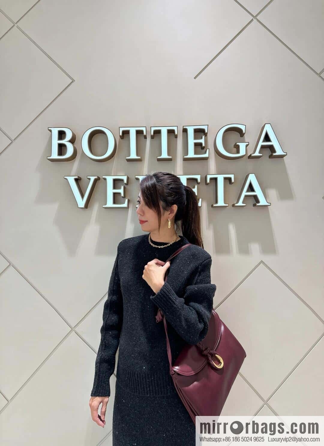 BV Large Liberta Crossbody Bag 806034 Barolo Burgundy