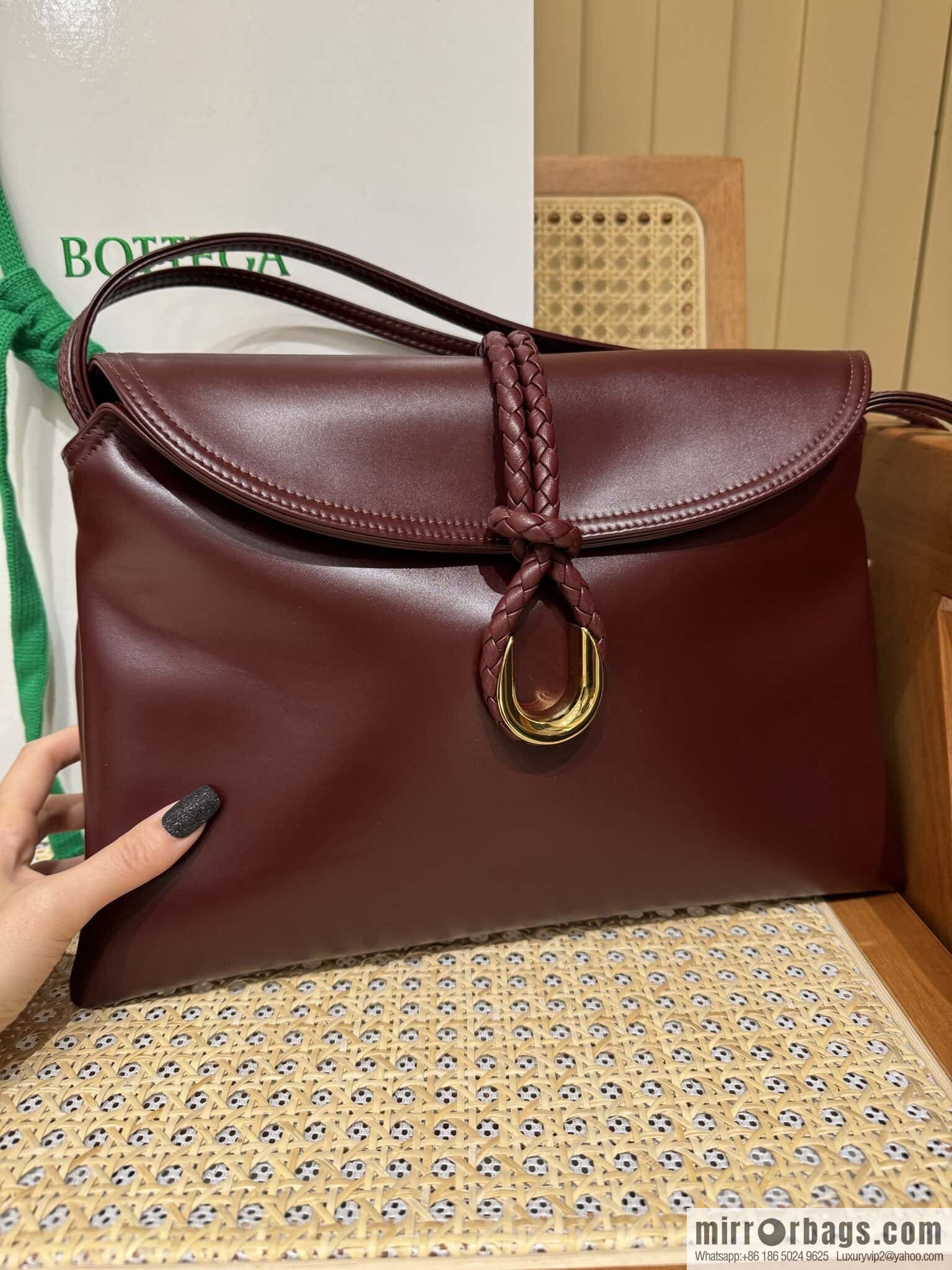 BV Large Liberta Crossbody Bag 806034 Barolo Burgundy