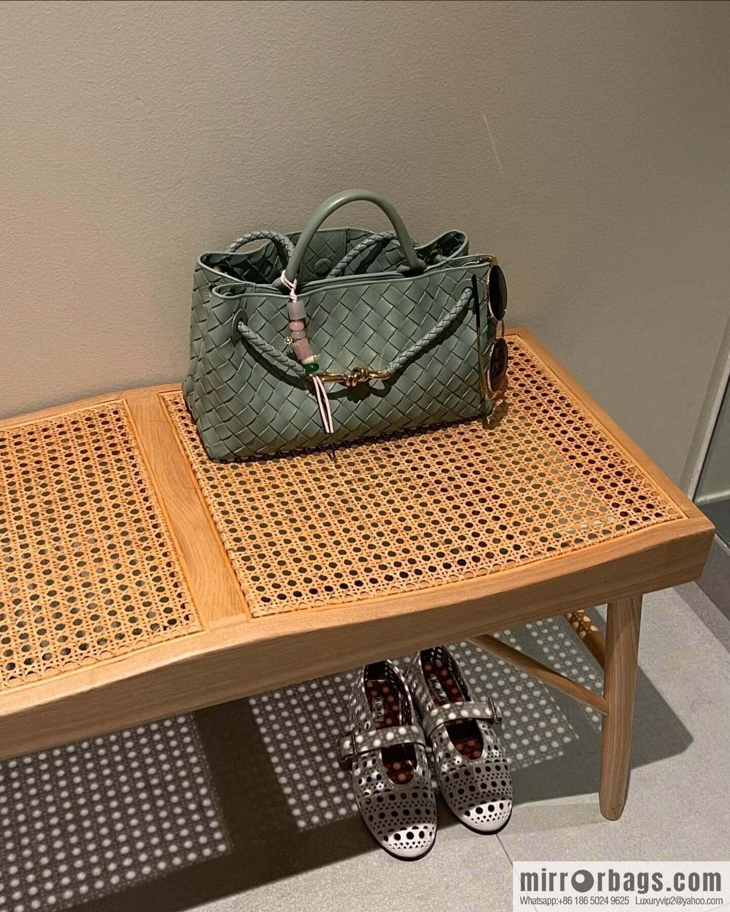 BV small horizontal Andiamond handbag 766010 travertine green