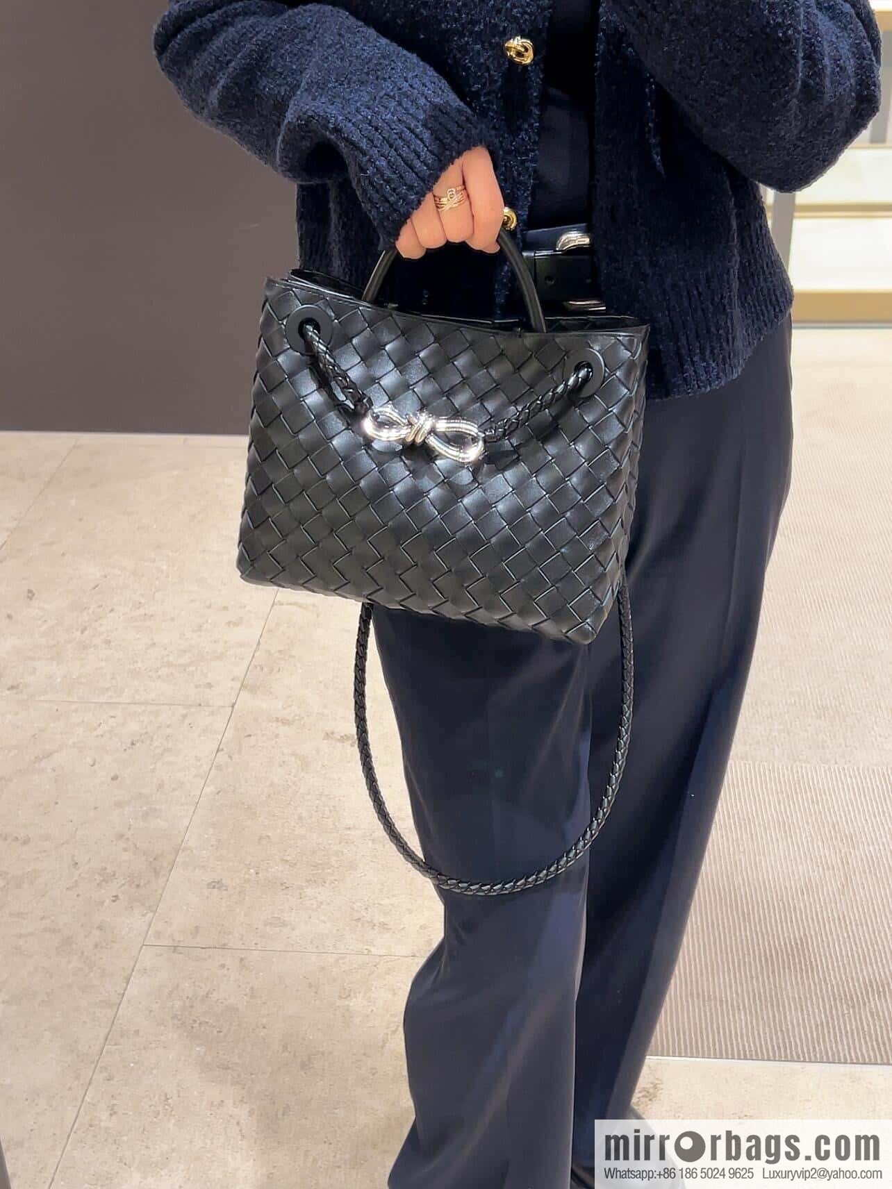 BV ๐ small Andiamo handbag 766014 black with silver buckle๐