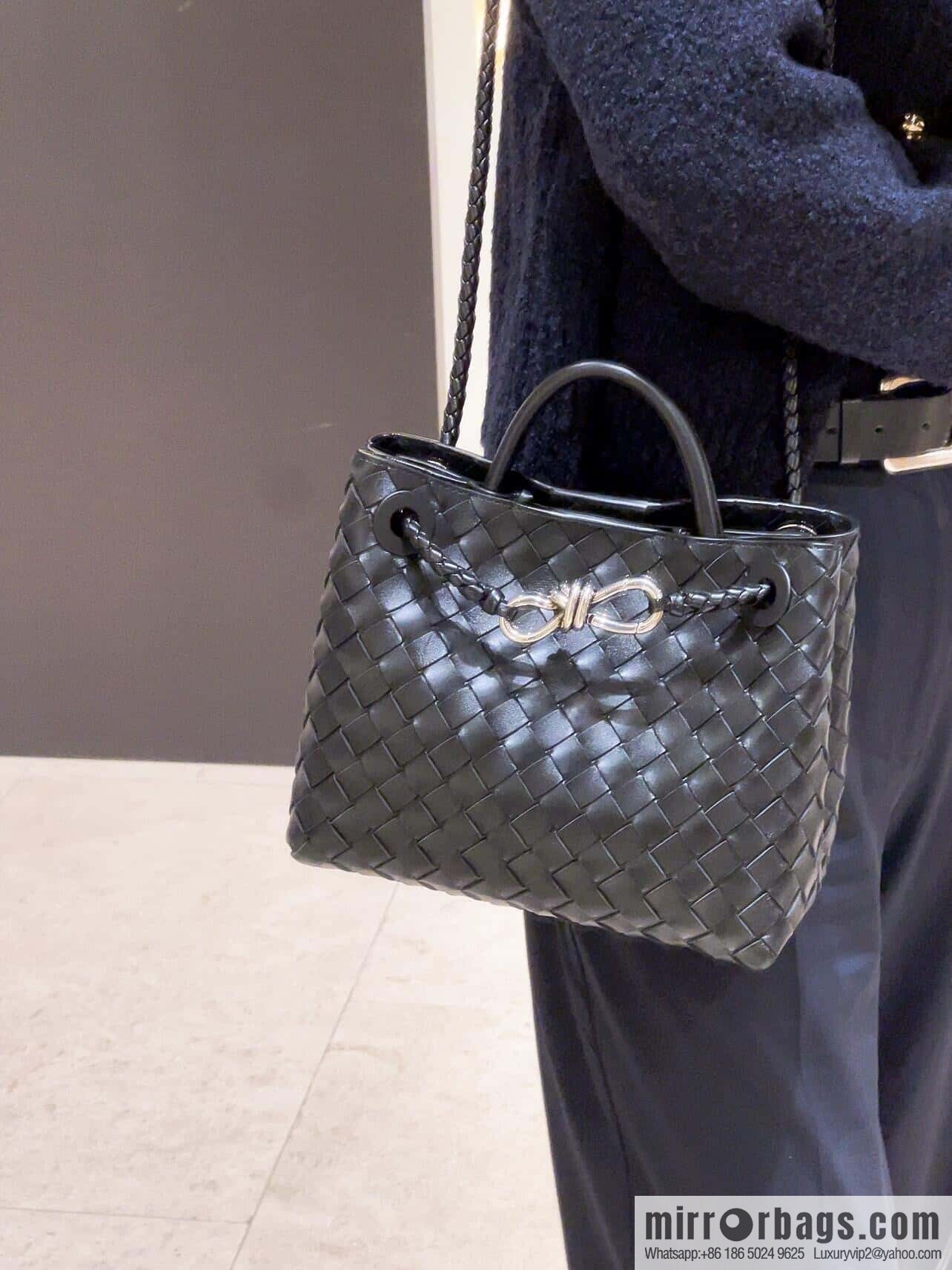 BV ๐ small Andiamo handbag 766014 black with silver buckle๐