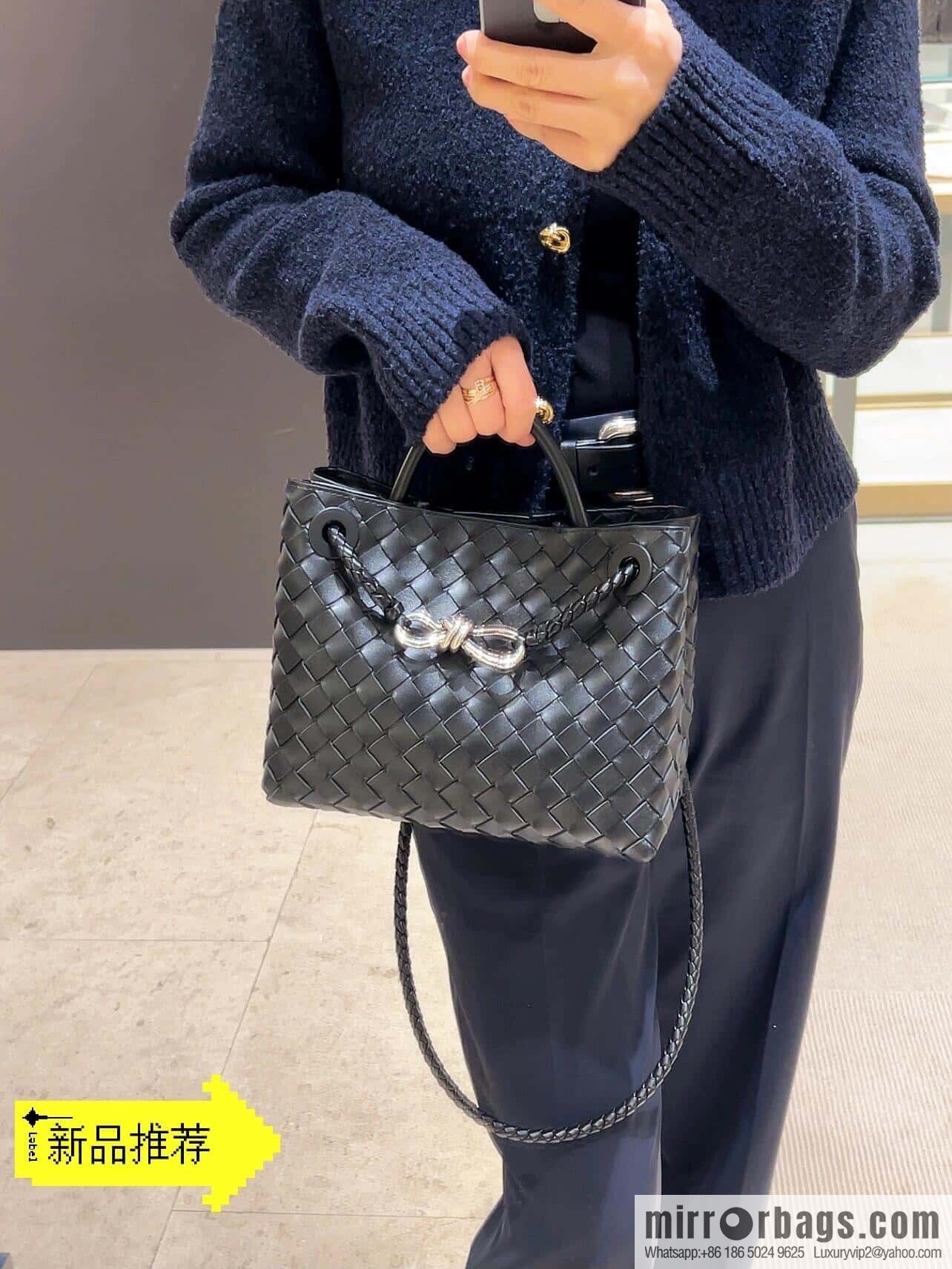 BV ๐ small Andiamo handbag 766014 black with silver buckle๐