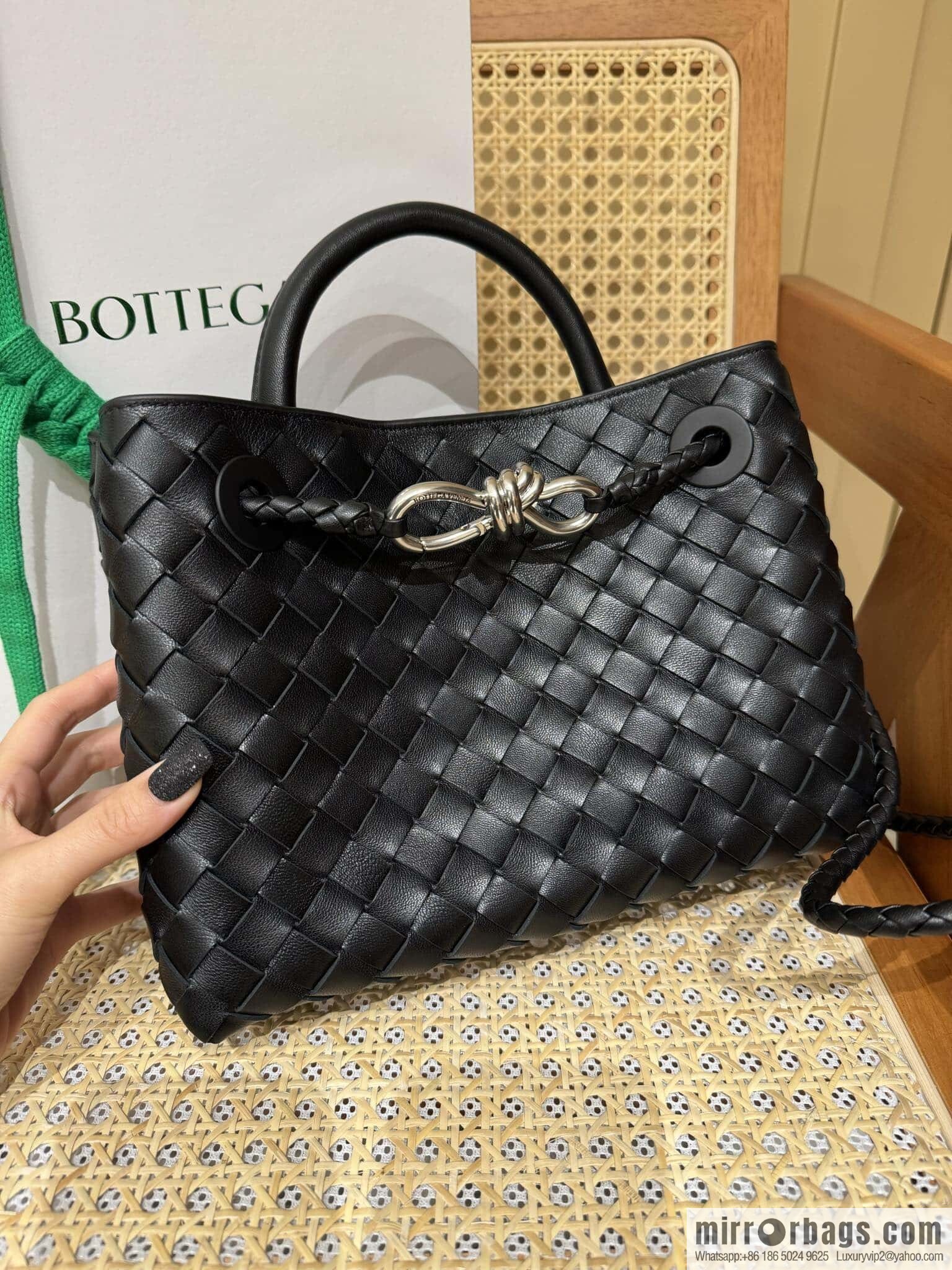 BV ๐ small Andiamo handbag 766014 black with silver buckle๐