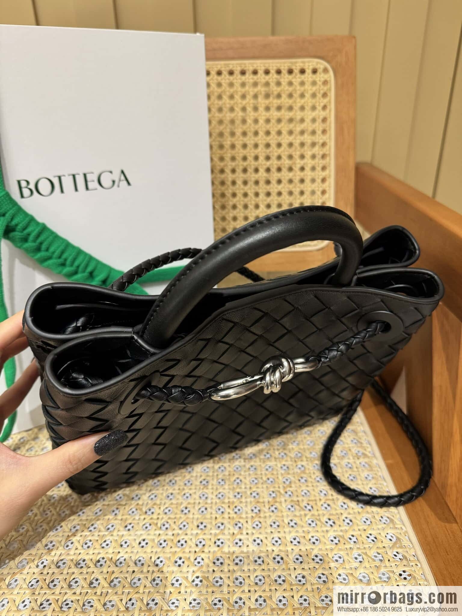 BV ๐ small Andiamo handbag 766014 black with silver buckle๐