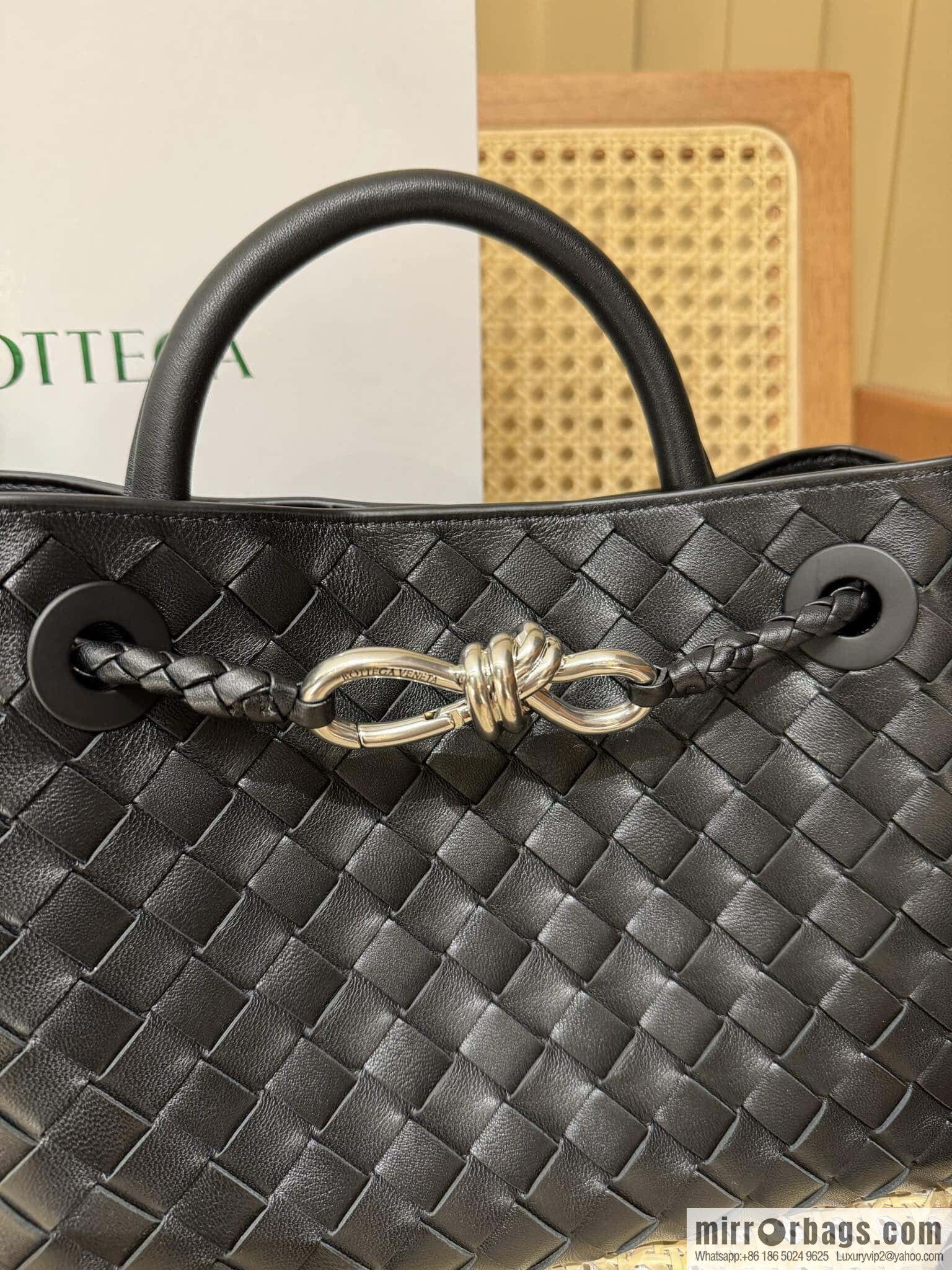 BV ๐ small Andiamo handbag 766014 black with silver buckle๐