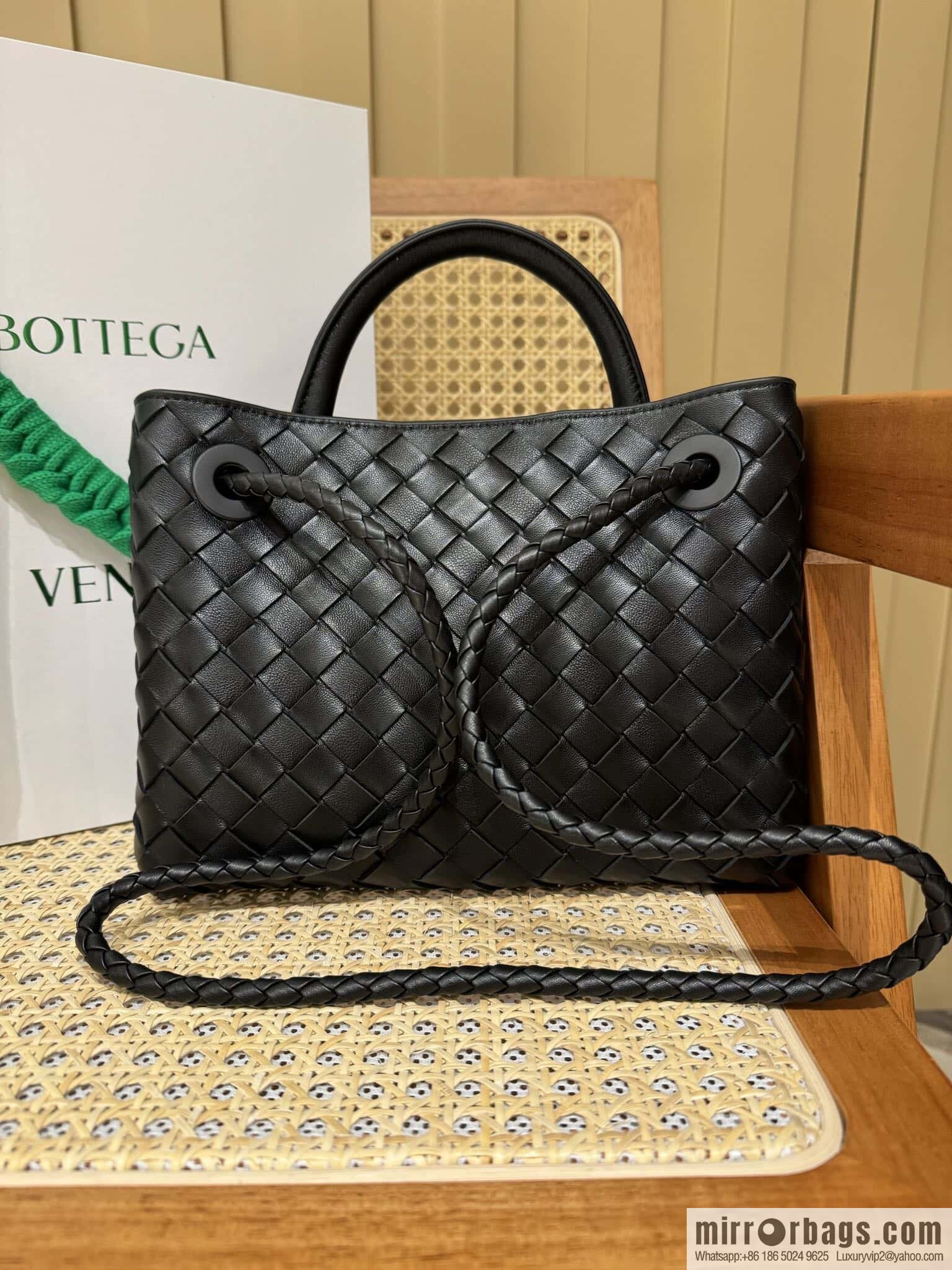 BV ๐ small Andiamo handbag 766014 black with silver buckle๐