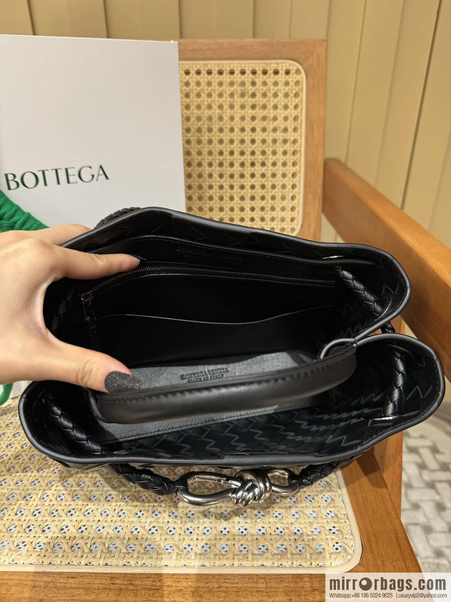 BV ๐ small Andiamo handbag 766014 black with silver buckle๐