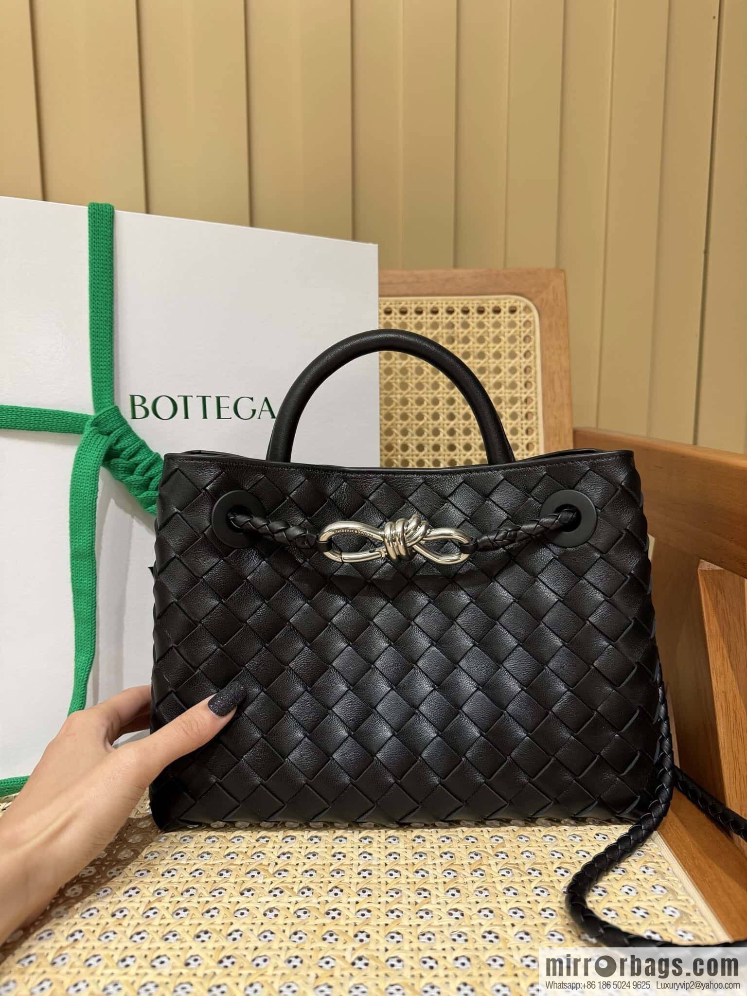 BV ๐ small Andiamo handbag 766014 black with silver buckle๐
