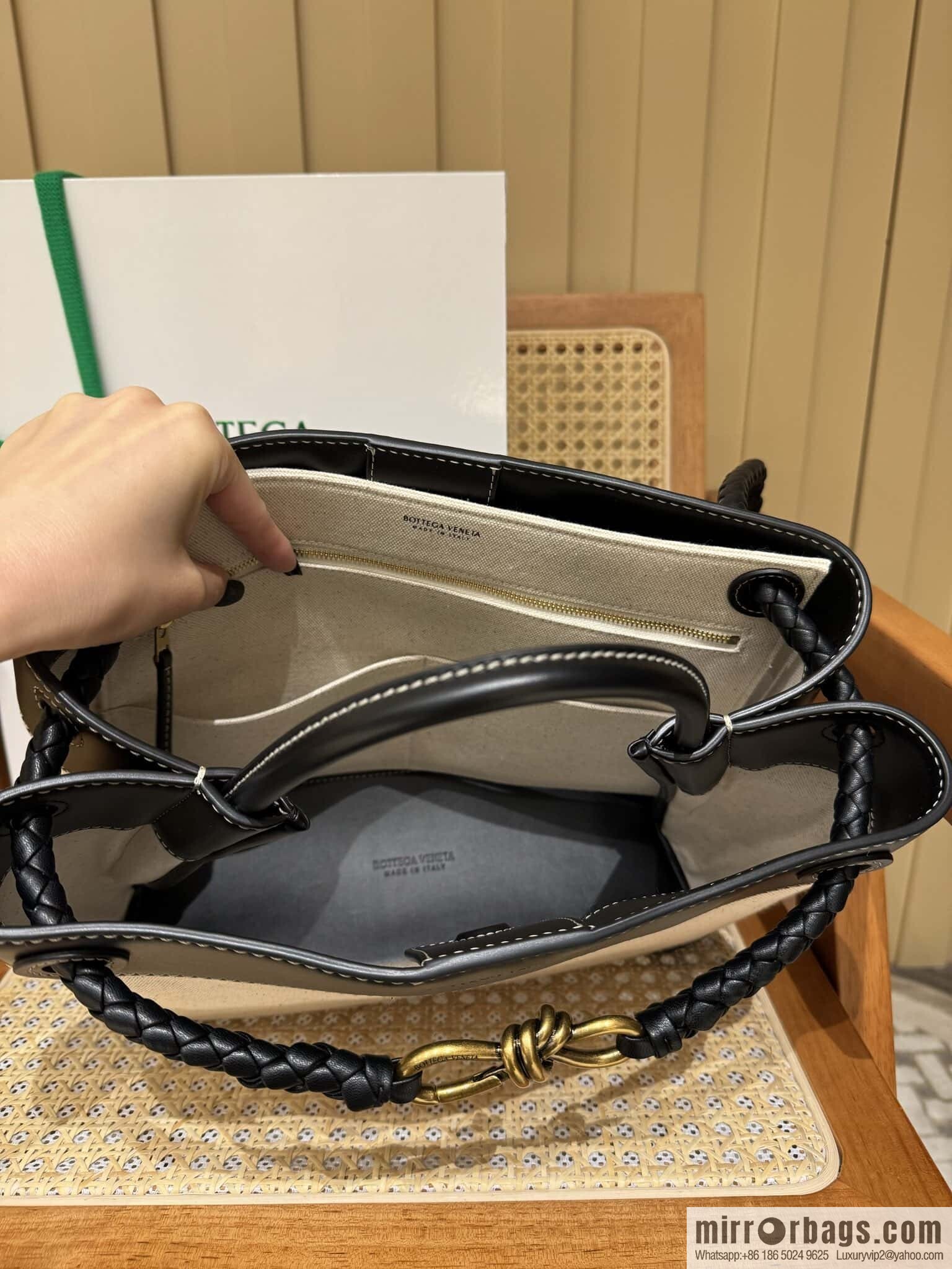 BV Medium Andiamond Handbag 766016 Black Patchwork