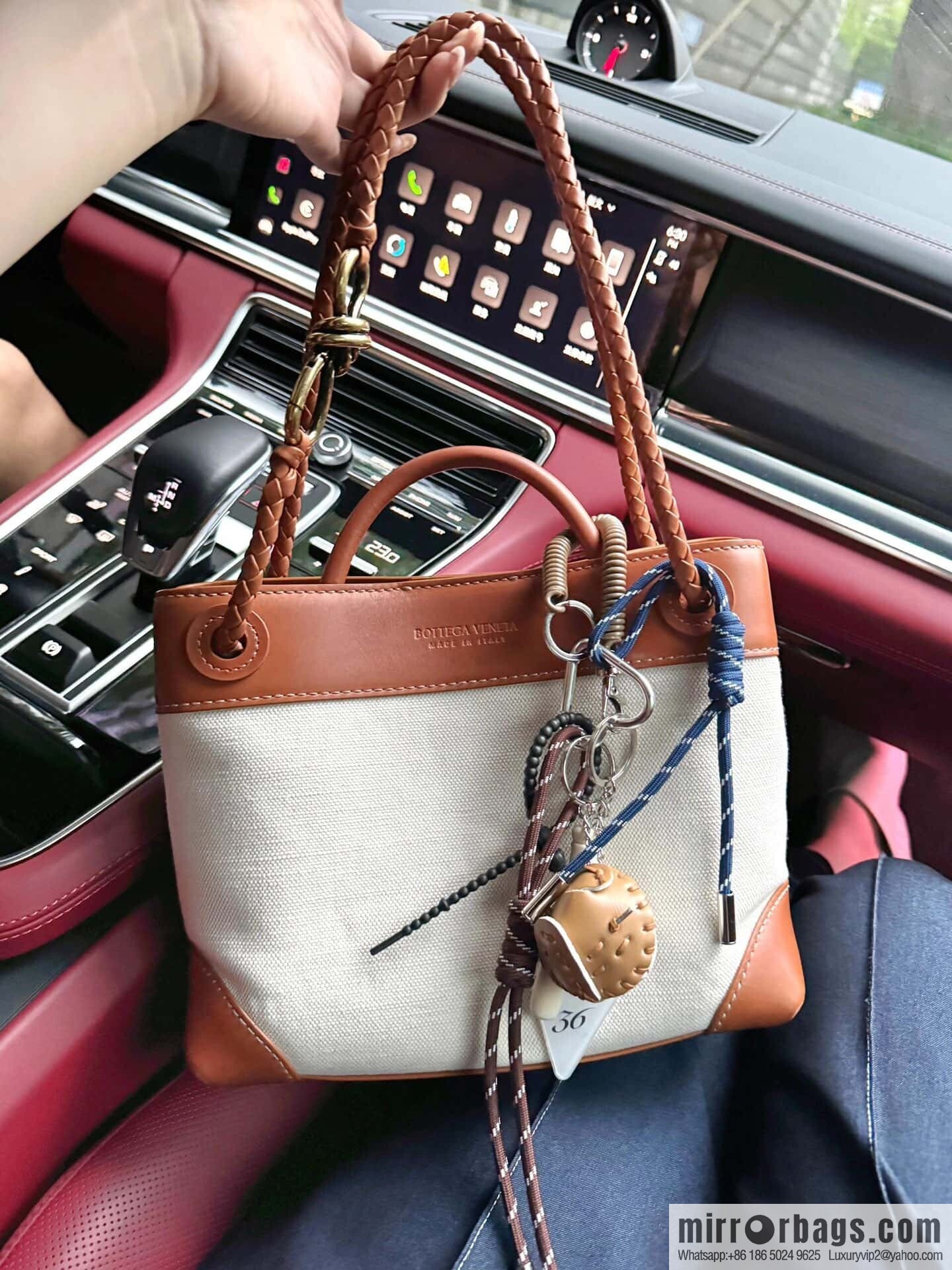 BV Small Andiamond Handbag 766014 Caramel Patchwork