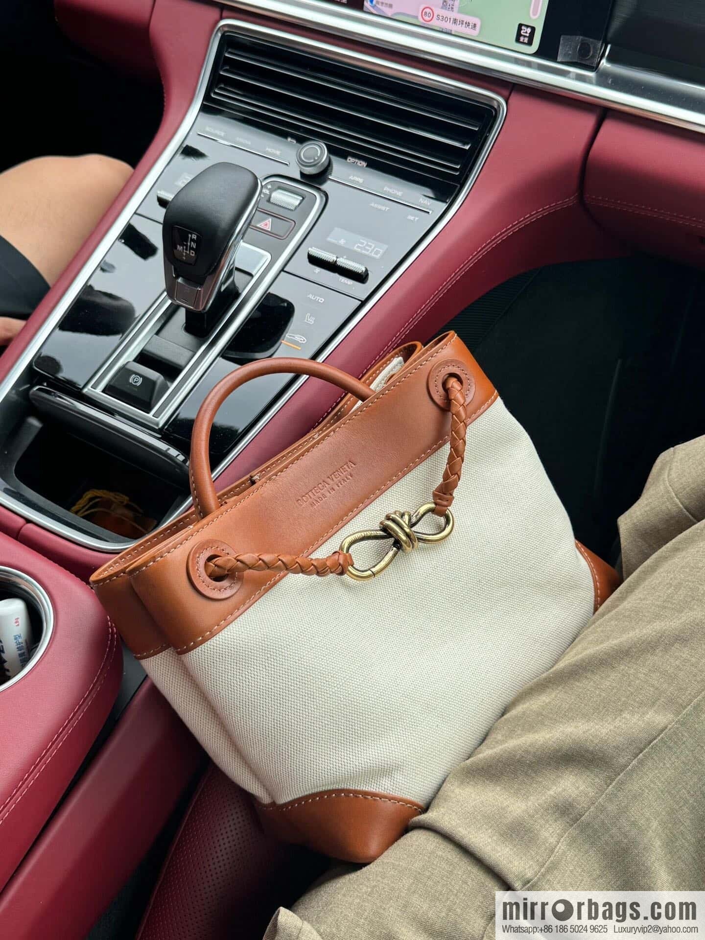 BV Small Andiamond Handbag 766014 Caramel Patchwork