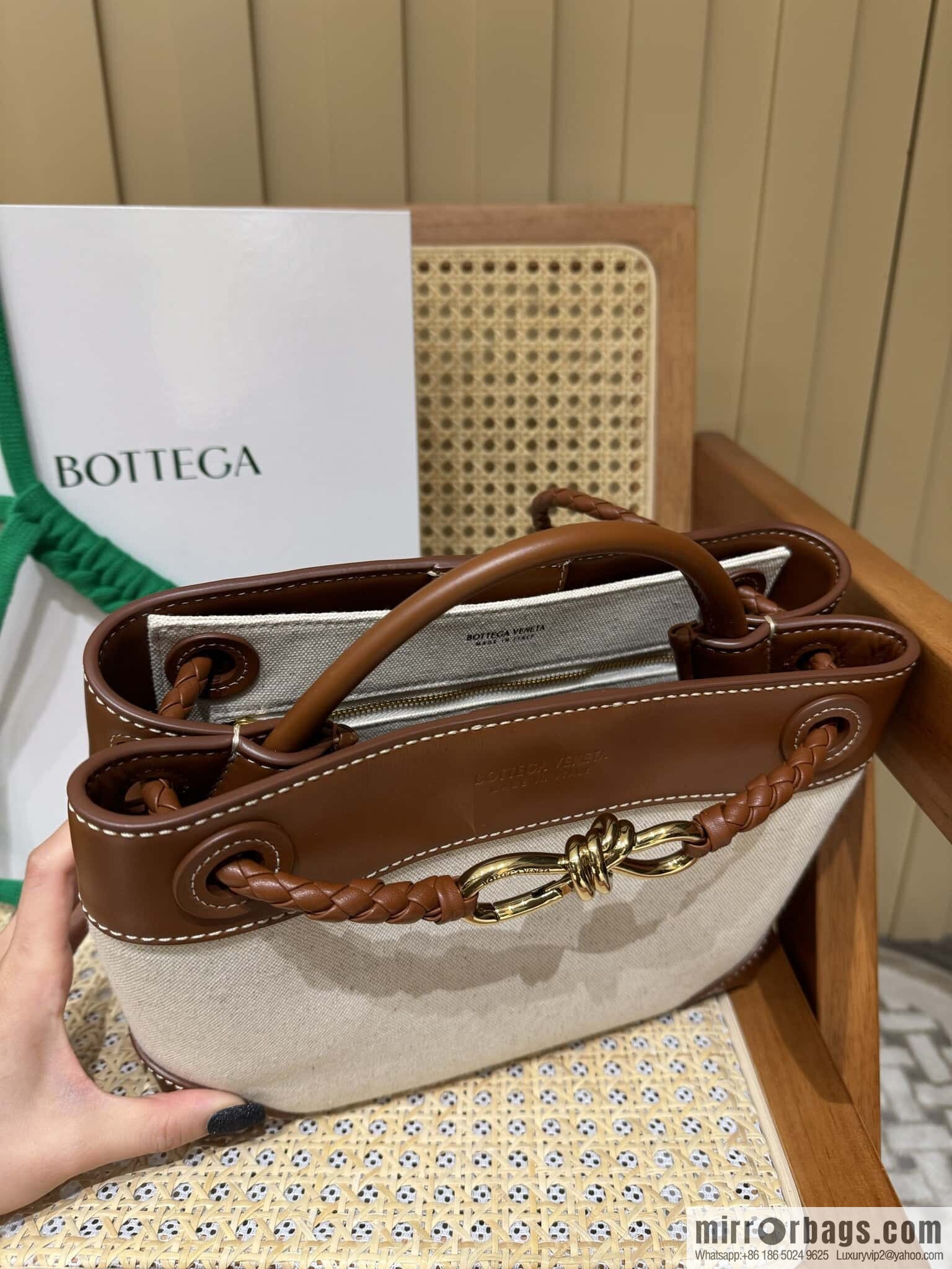 BV Small Andiamond Handbag 766014 Caramel Patchwork