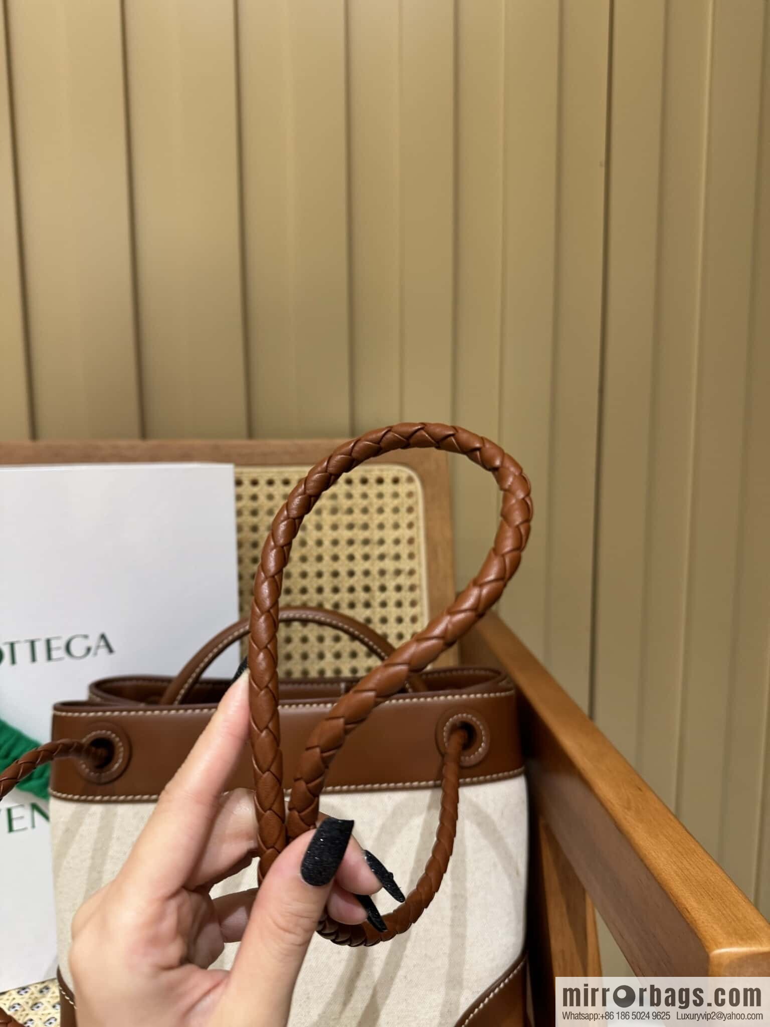BV Small Andiamond Handbag 766014 Caramel Patchwork