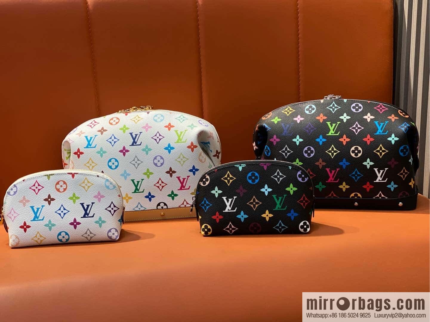 [Premium‑quality] M13743 white color cosmetic bag series POCHETTE COSMÉTIQUE large cosmetic bag 2025 Murakami Takashi joint cooperation series