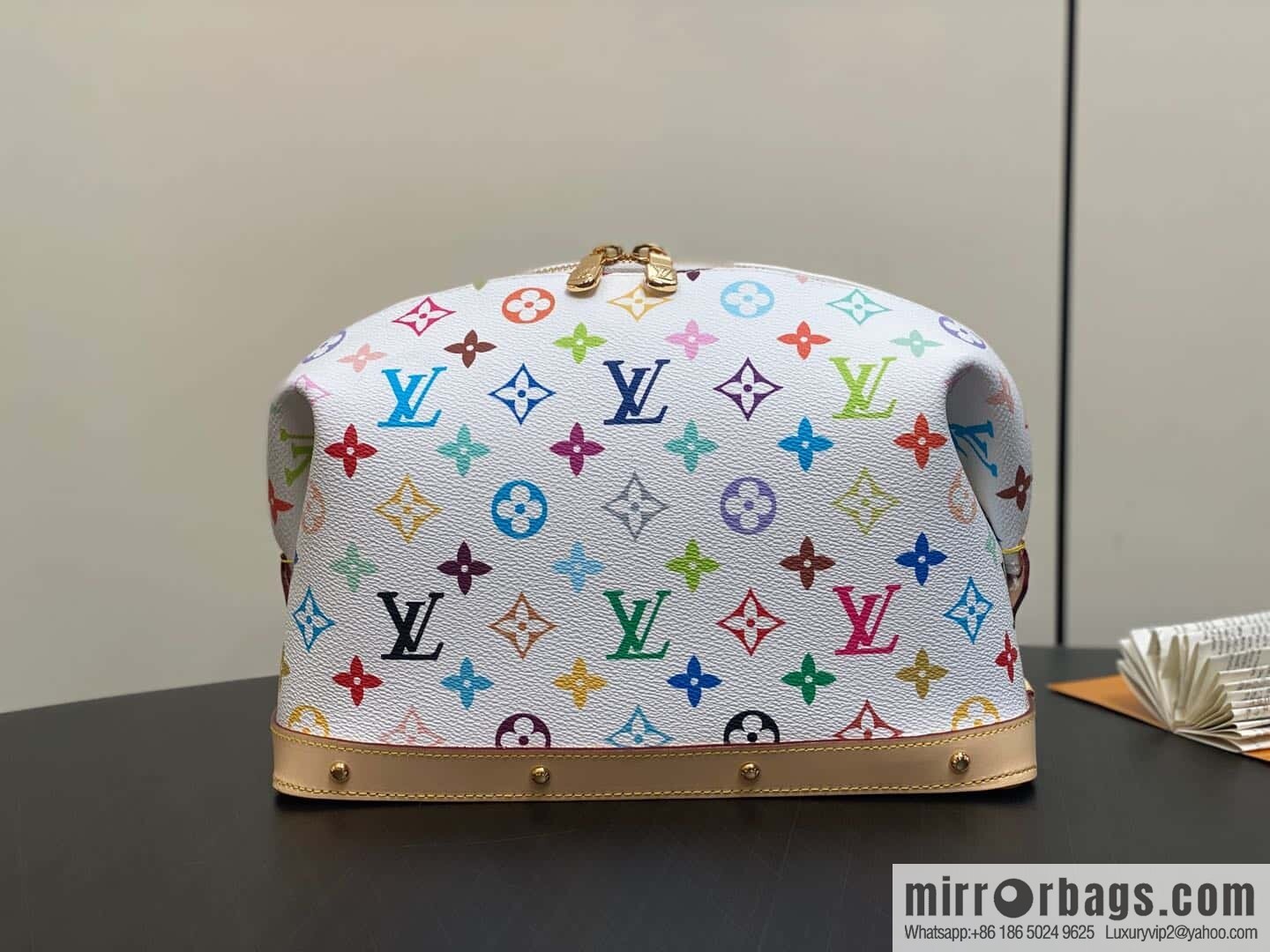 [Premium‑quality] M13743 white color cosmetic bag series POCHETTE COSMÉTIQUE large cosmetic bag 2025 Murakami Takashi joint cooperation series