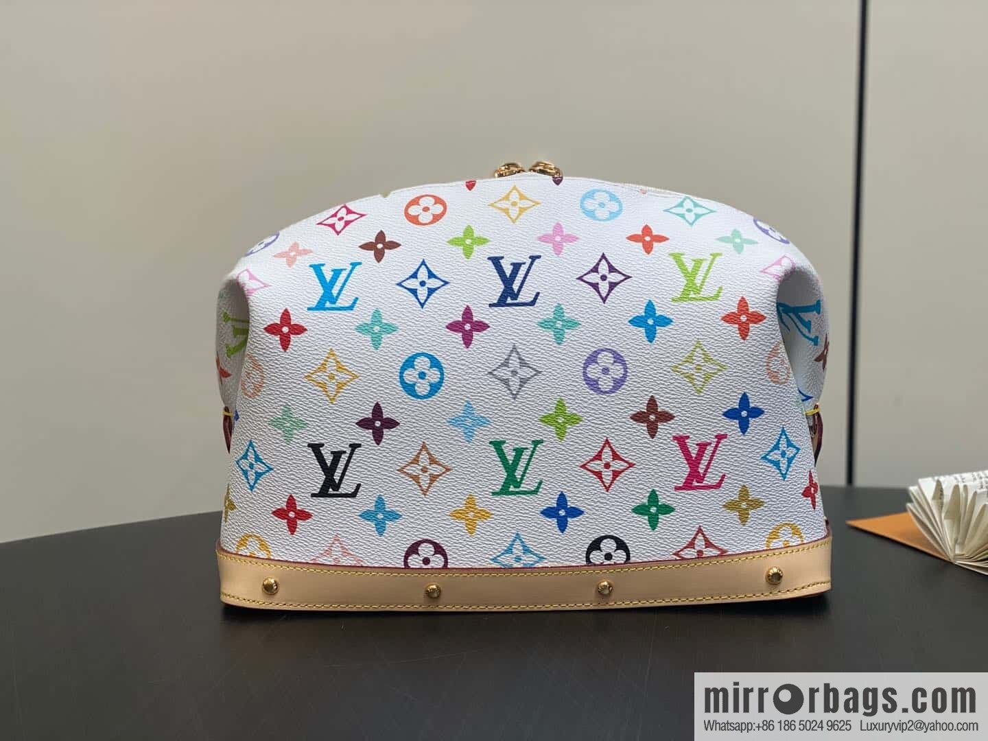 [Premium‑quality] M13743 white color cosmetic bag series POCHETTE COSMÉTIQUE large cosmetic bag 2025 Murakami Takashi joint cooperation series