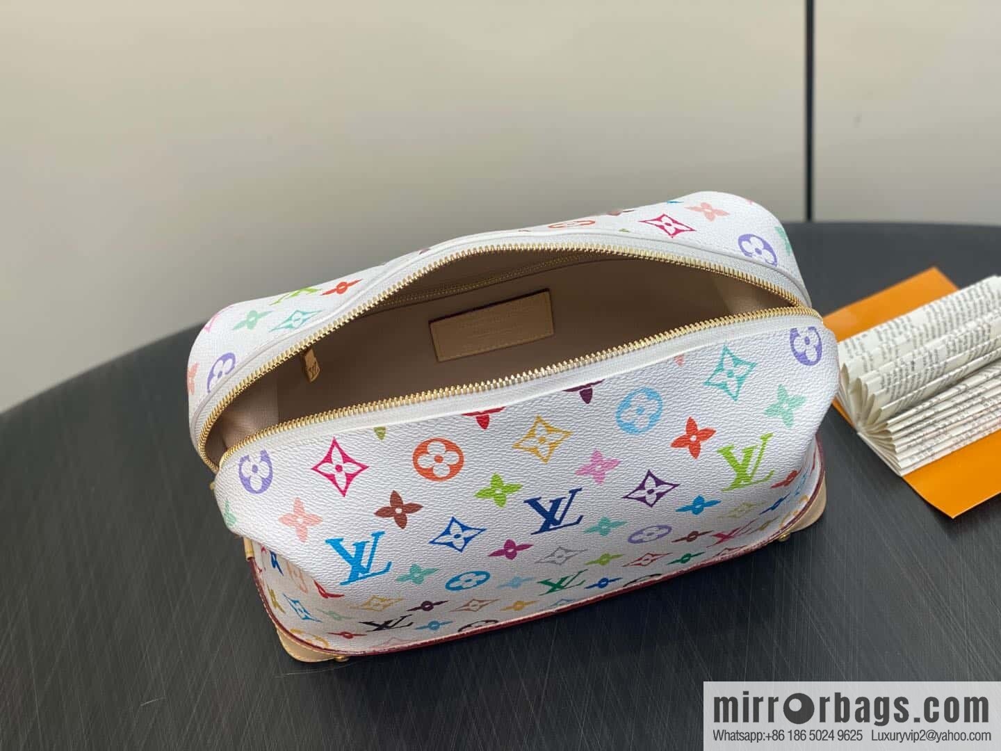 [Premium‑quality] M13743 white color cosmetic bag series POCHETTE COSMÉTIQUE large cosmetic bag 2025 Murakami Takashi joint cooperation series