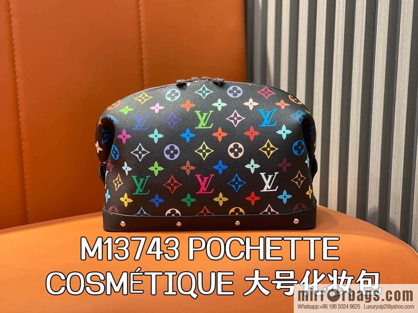 [Premium‑quality] M13743 black color cosmetic bag series POCHETTE COSMÉTIQUE large cosmetic bag 2025 Murakami Takashi joint cooperation series (copy)