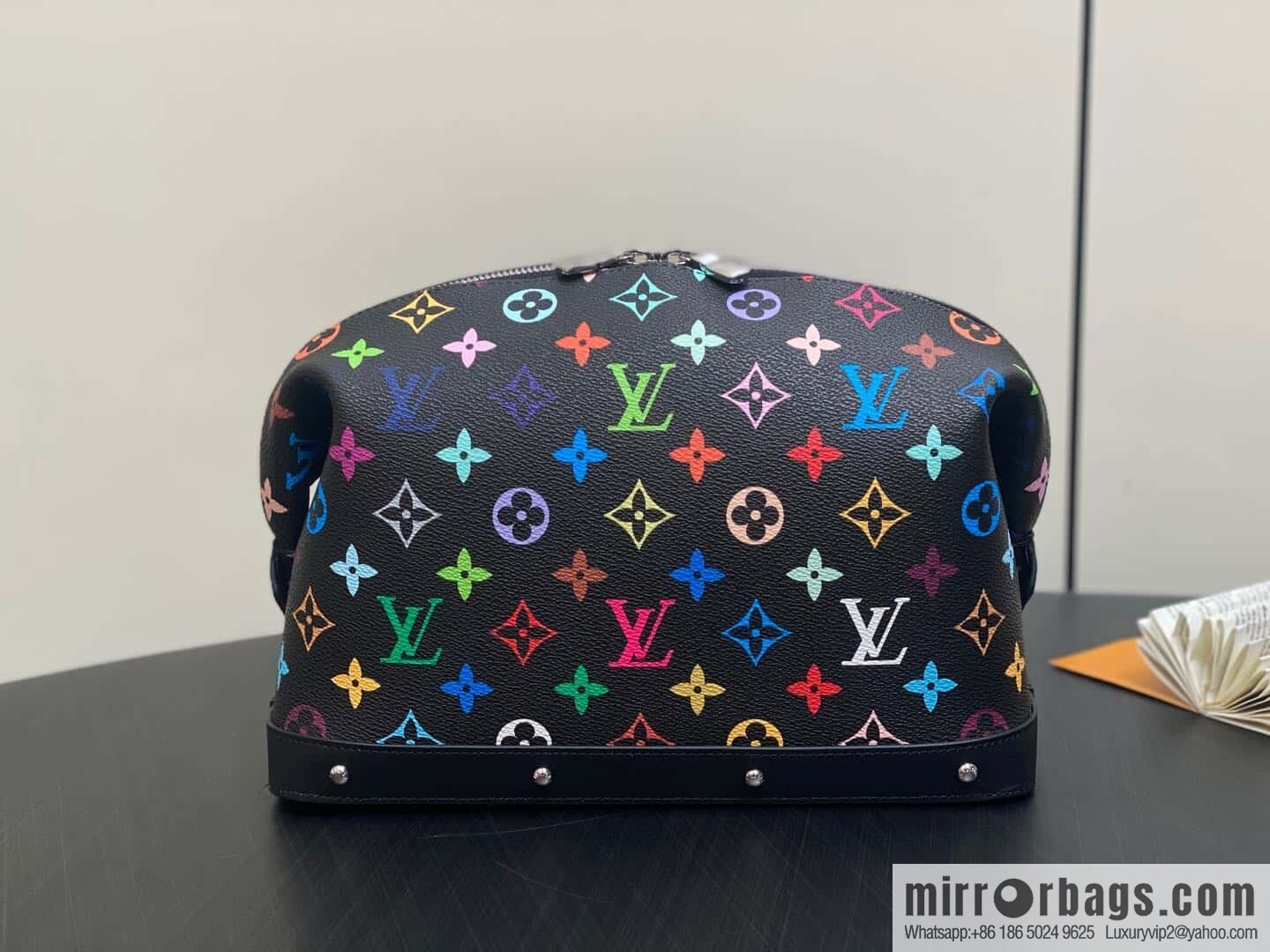 [Premium‑quality] M13743 black color cosmetic bag series POCHETTE COSMÉTIQUE large cosmetic bag 2025 Murakami Takashi joint cooperation series (copy)