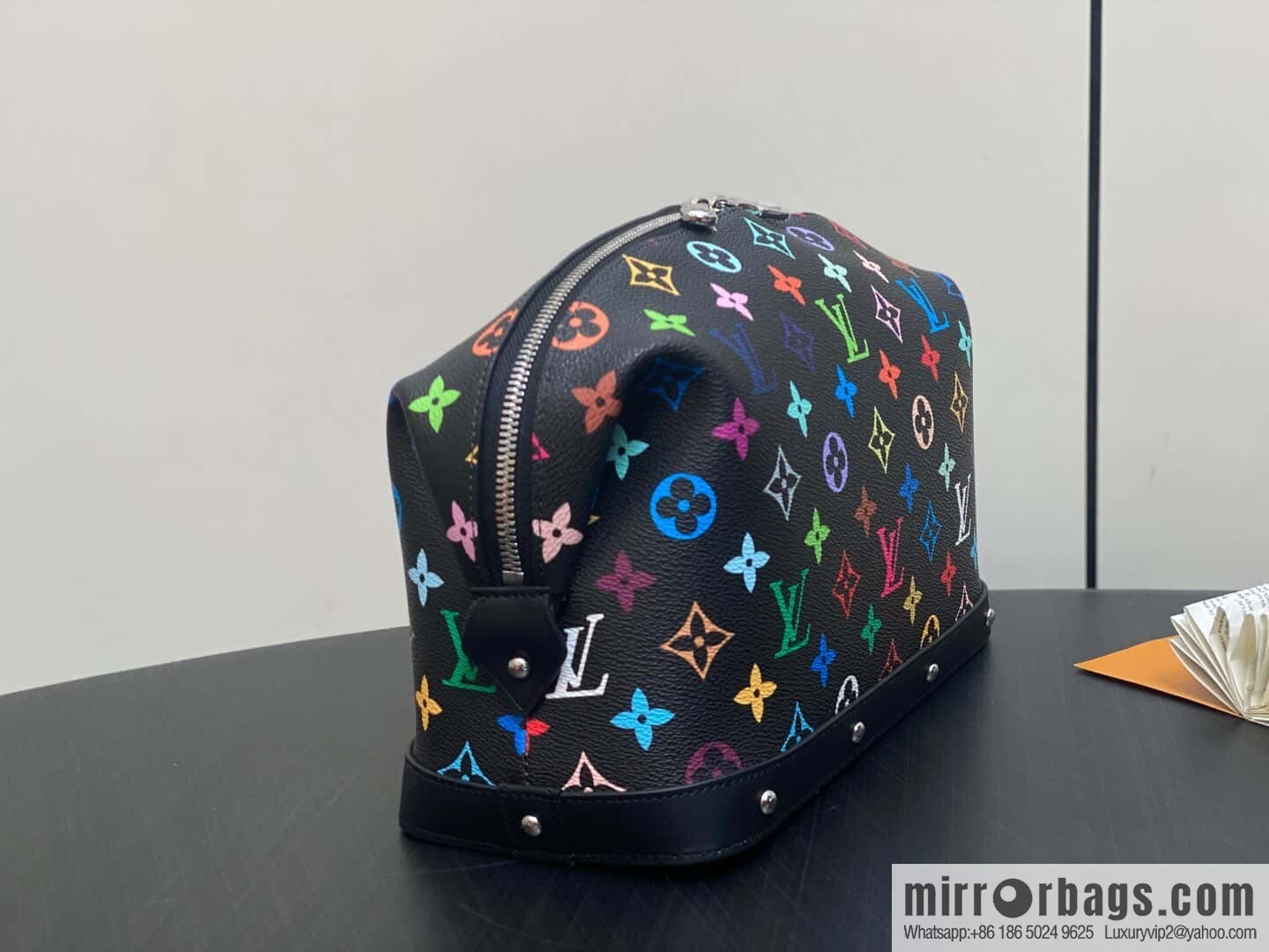 [Premium‑quality] M13743 black color cosmetic bag series POCHETTE COSMÉTIQUE large cosmetic bag 2025 Murakami Takashi joint cooperation series (copy)