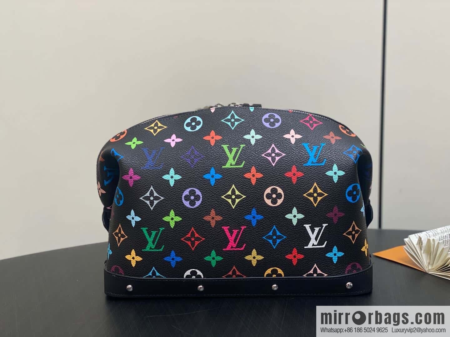 [Premium‑quality] M13743 black color cosmetic bag series POCHETTE COSMÉTIQUE large cosmetic bag 2025 Murakami Takashi joint cooperation series (copy)