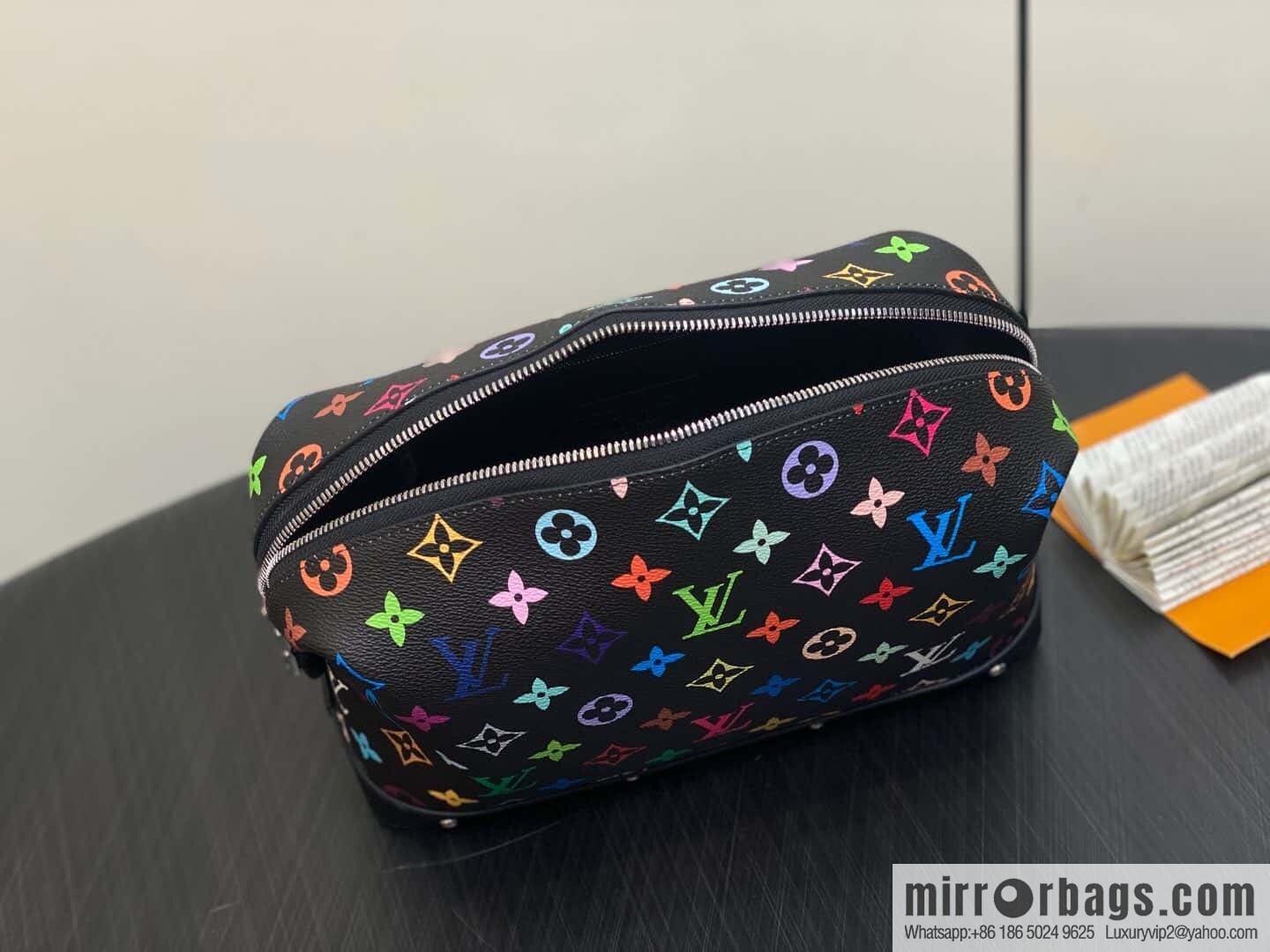 [Premium‑quality] M13743 black color cosmetic bag series POCHETTE COSMÉTIQUE large cosmetic bag 2025 Murakami Takashi joint cooperation series (copy)