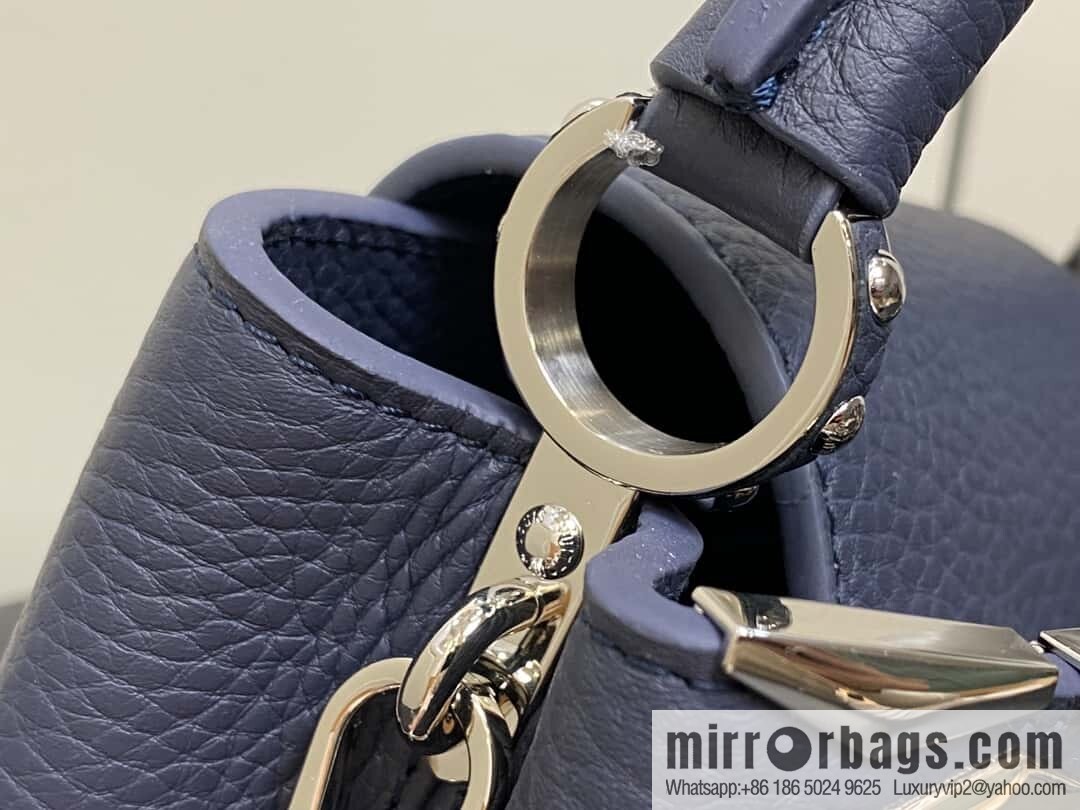 [Boutique‑grade] M12751 dark blue full leather rhombus model, full leather cap that English series, this Capucines mini handbag