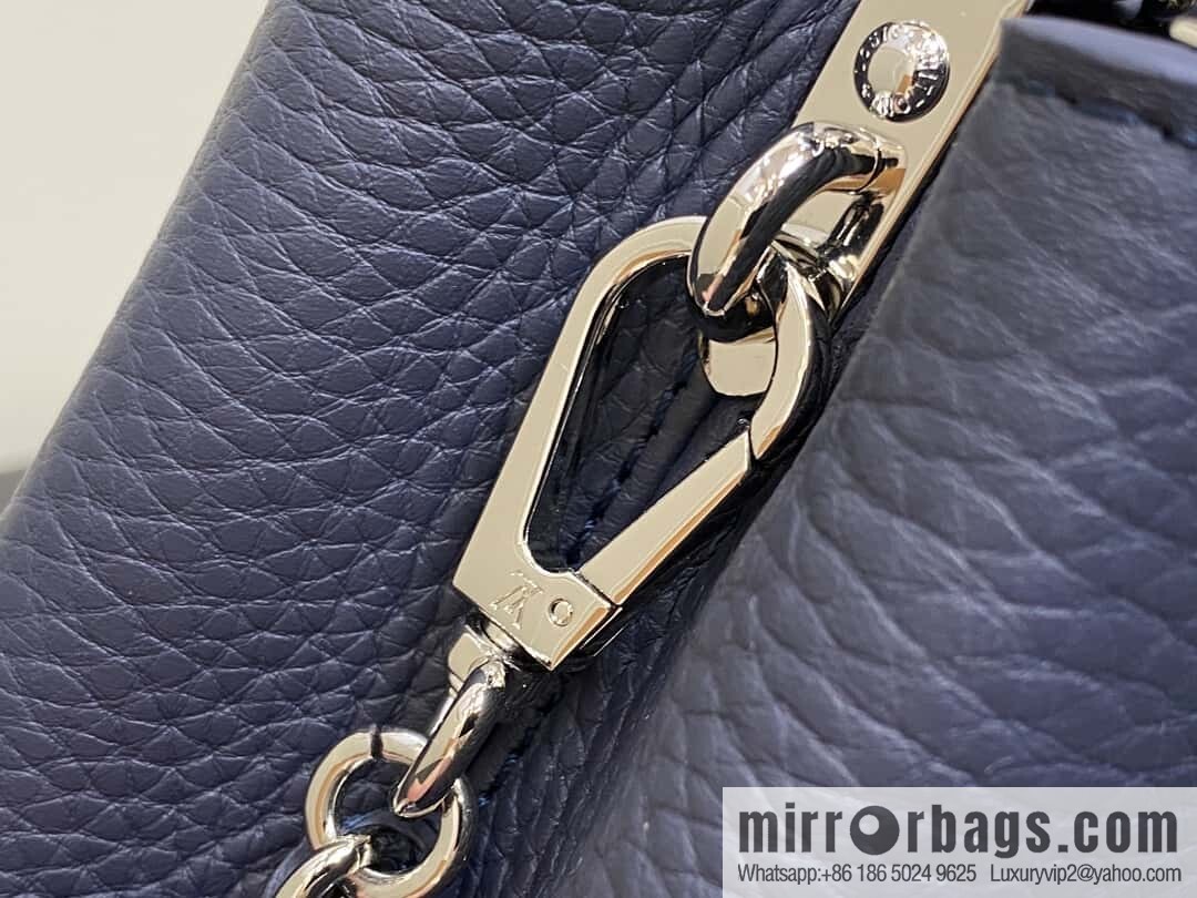 [Boutique‑grade] M12751 dark blue full leather rhombus model, full leather cap that English series, this Capucines mini handbag