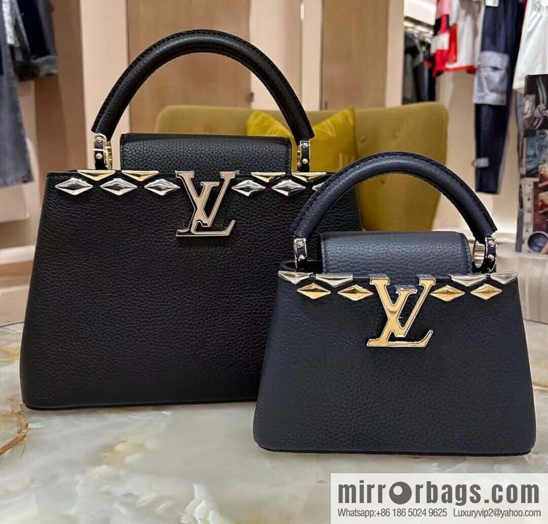 [Boutique‑grade] M12751 dark blue full leather rhombus model, full leather cap that English series, this Capucines mini handbag
