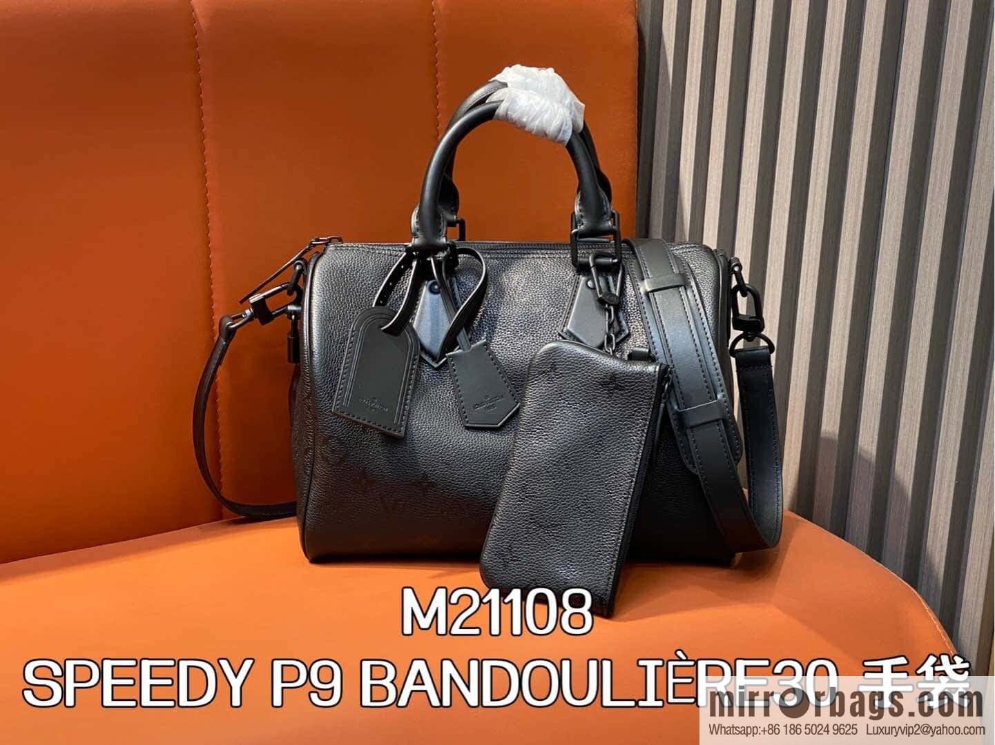 [Boutique‑grade] M21108 black full leather, pillow bag speedy series SPEEDY P9 BANDOULIZRE30 handbag