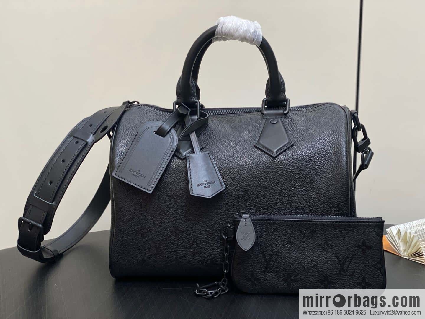 [Boutique‑grade] M21108 black full leather, pillow bag speedy series SPEEDY P9 BANDOULIZRE30 handbag