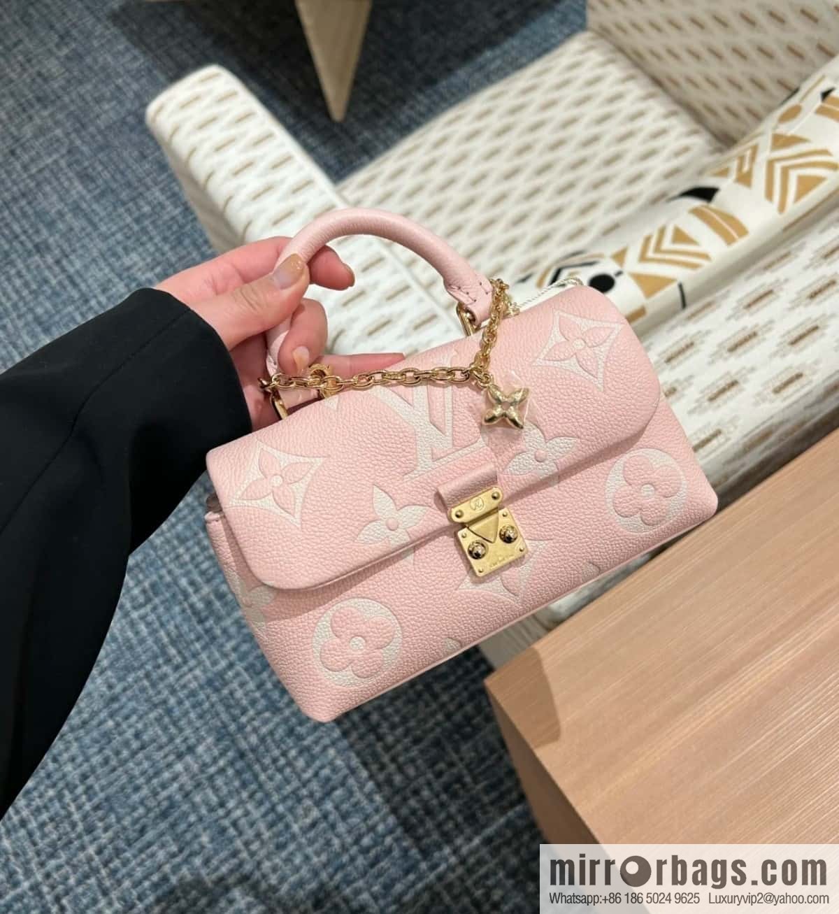 [Boutique‑grade] M12144 milkshake powder, full leather chain bag series M13796 This Nano Madeleine handbag
