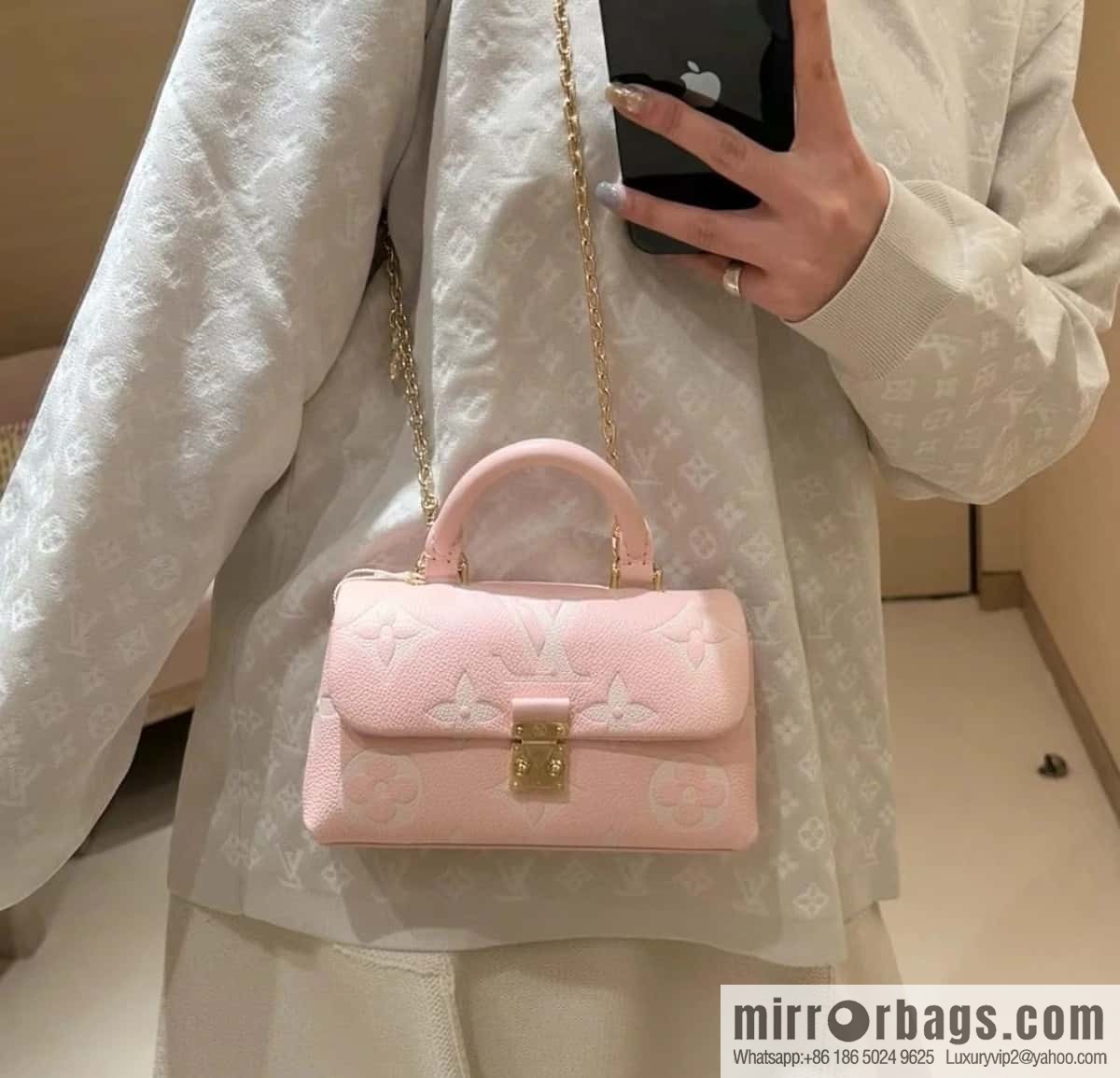 [Boutique‑grade] M12144 milkshake powder, full leather chain bag series M13796 This Nano Madeleine handbag