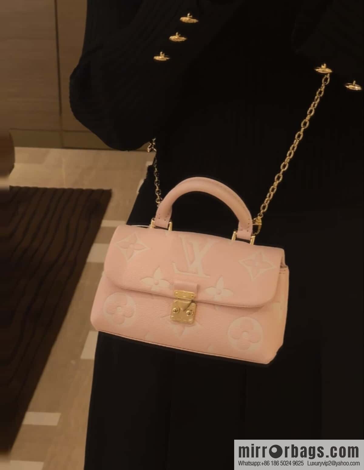 [Boutique‑grade] M12144 milkshake powder, full leather chain bag series M13796 This Nano Madeleine handbag