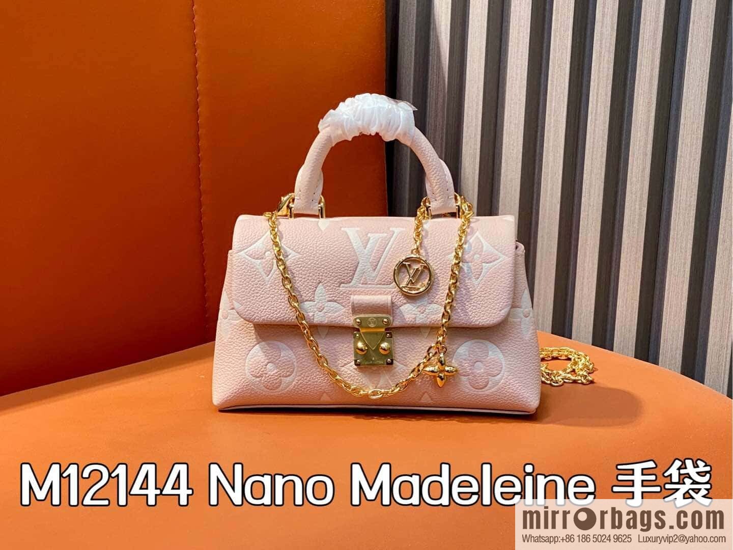 [Boutique‑grade] M12144 milkshake powder, full leather chain bag series M13796 This Nano Madeleine handbag