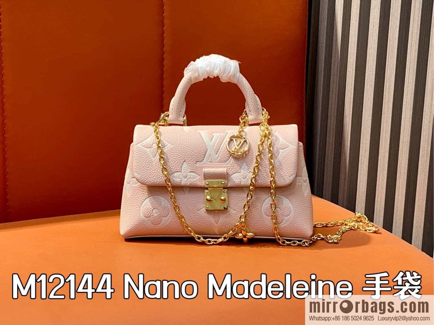 [Boutique‑grade] M12144 milkshake powder, full leather chain bag series M13796 This Nano Madeleine handbag